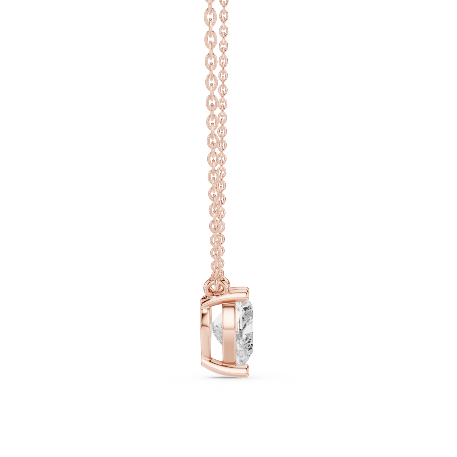  Rose Gold Luminous Embrace Heart Pendant Side View