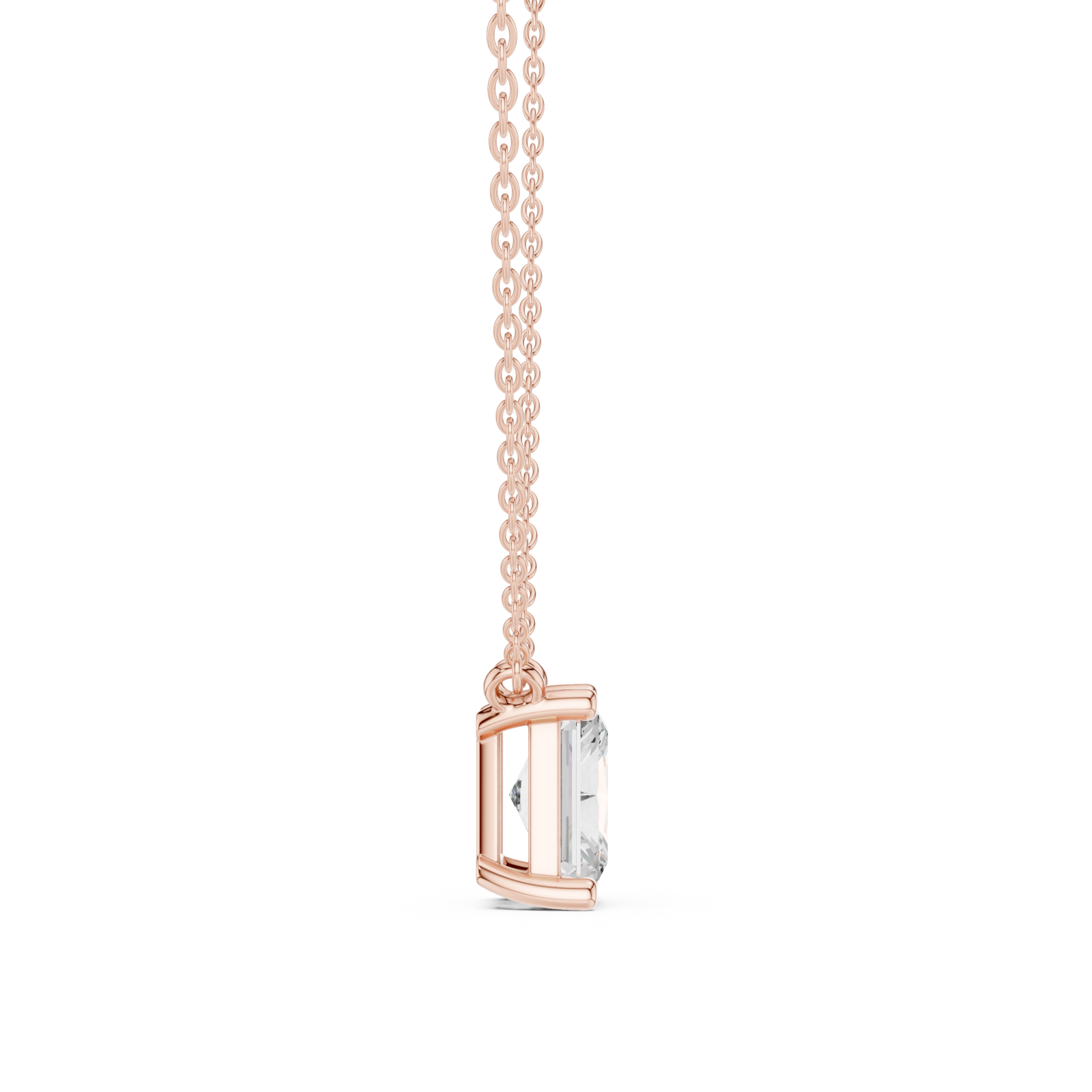  Rose Gold Lattice Charm Pendant Side View