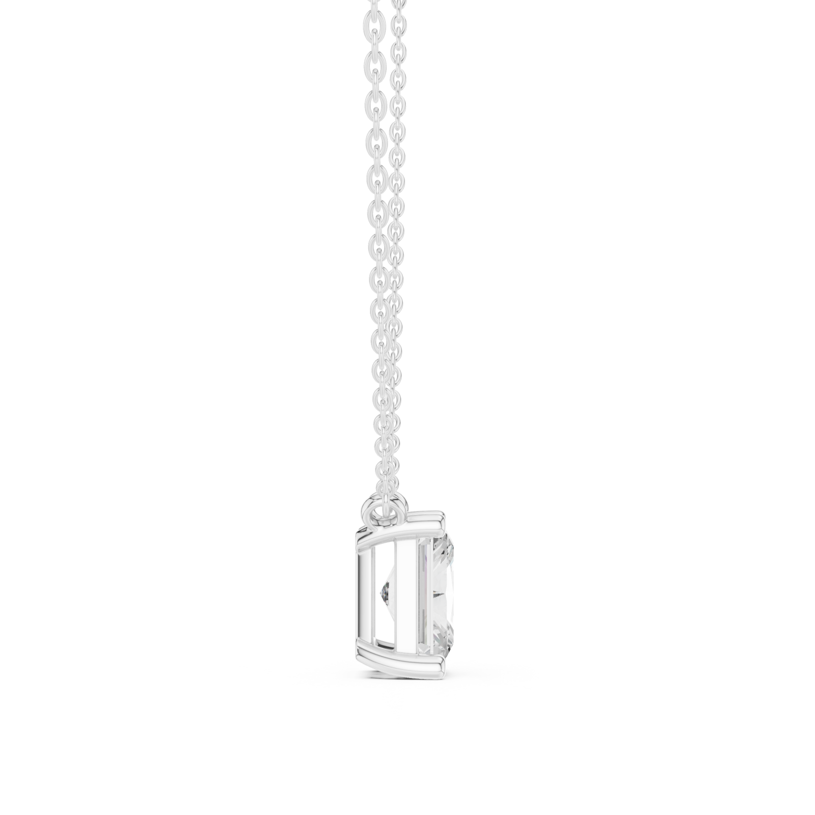  White Gold Lattice Charm Pendant Side View