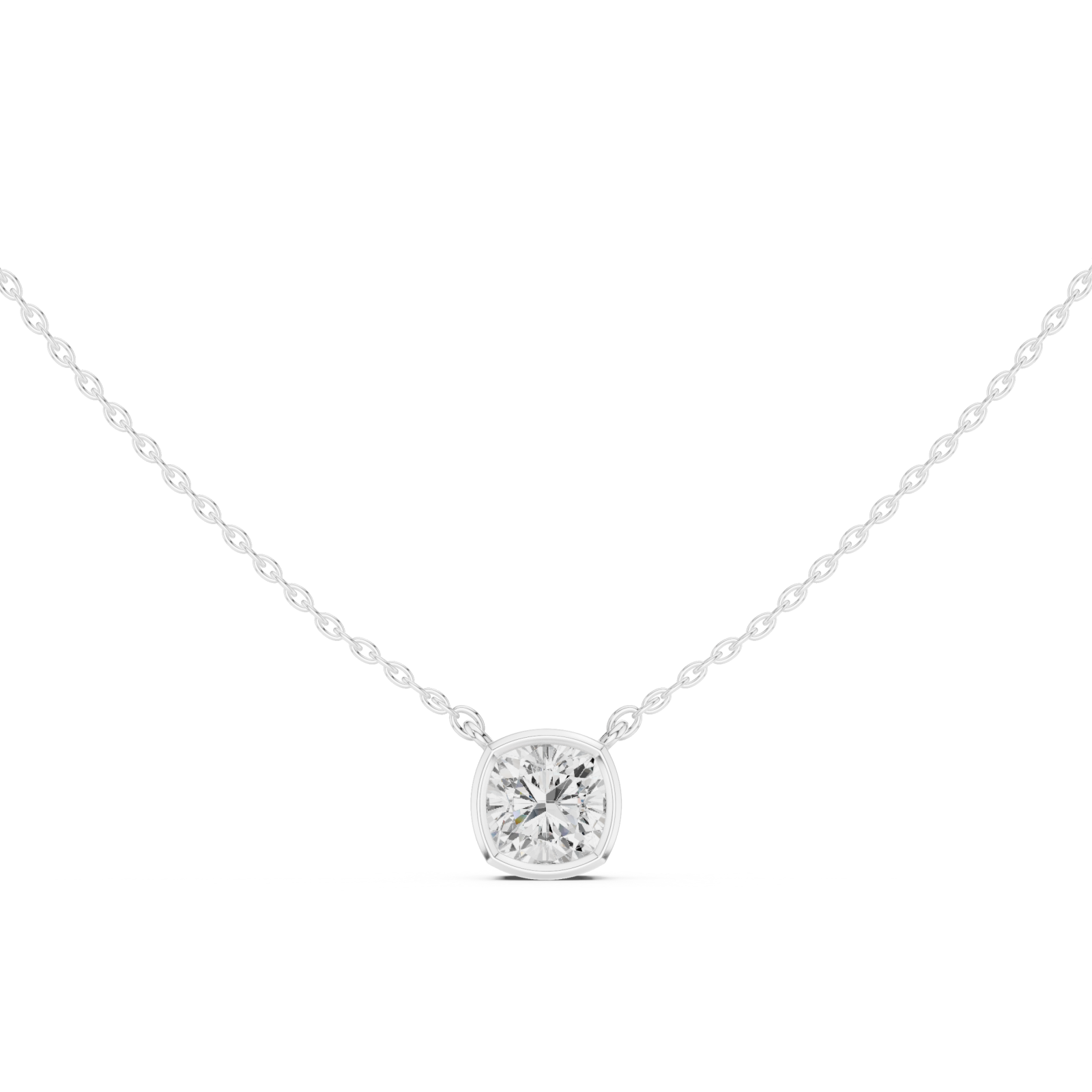  White Gold Radiant Glide Pendant Front View