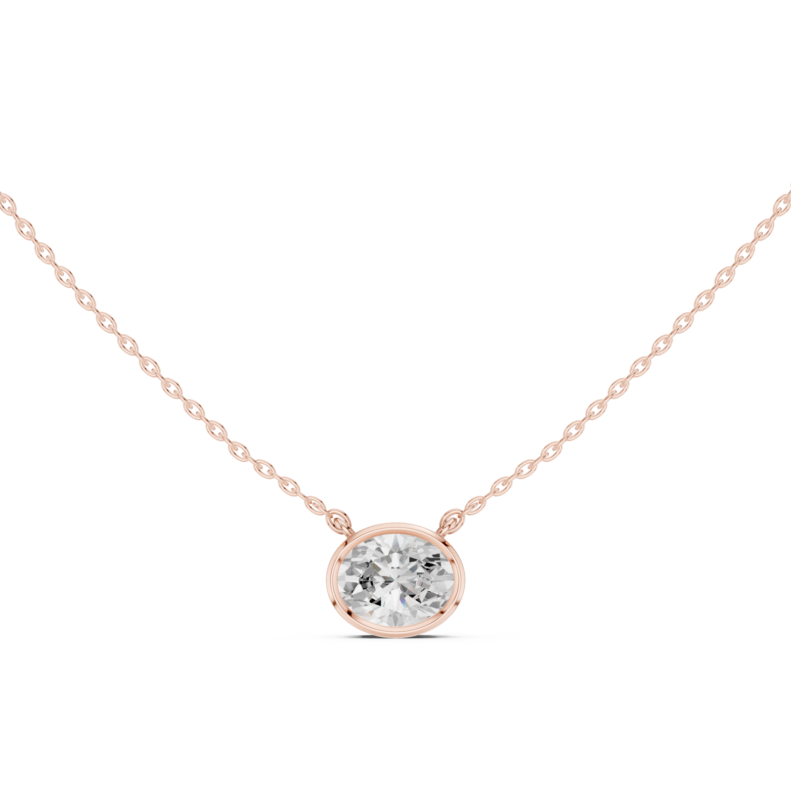  Rose Gold Luminous Round Embrace Chain Necklace Front View