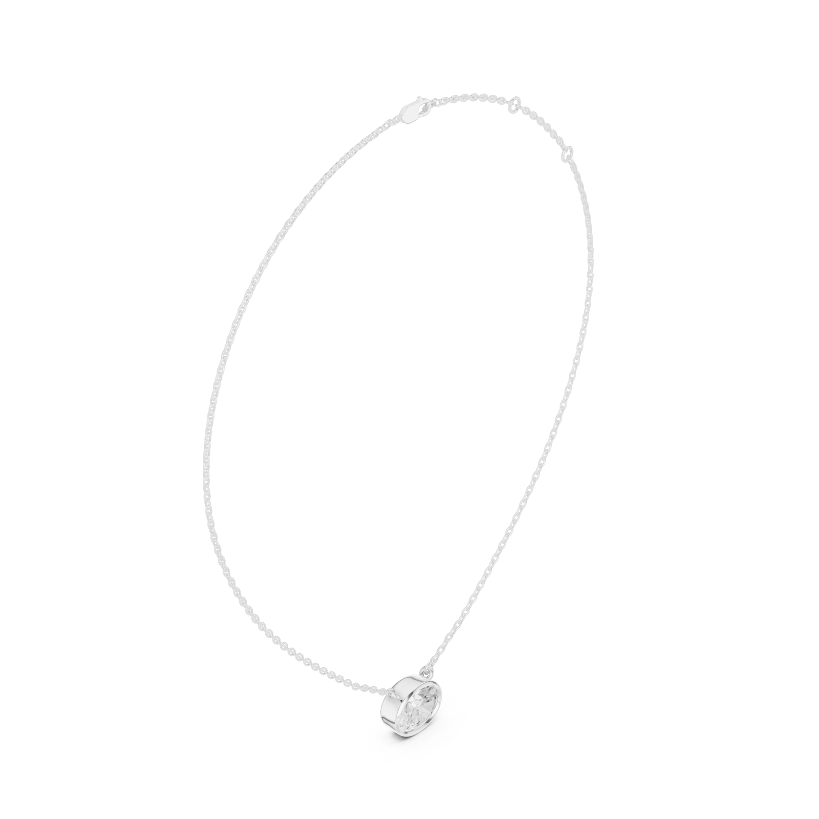  White Gold Luminous Round Embrace Chain Necklace Left View