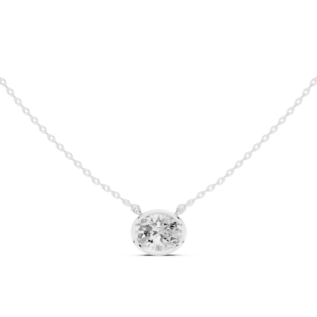  White Gold Luminous Round Embrace Chain Necklace Right View