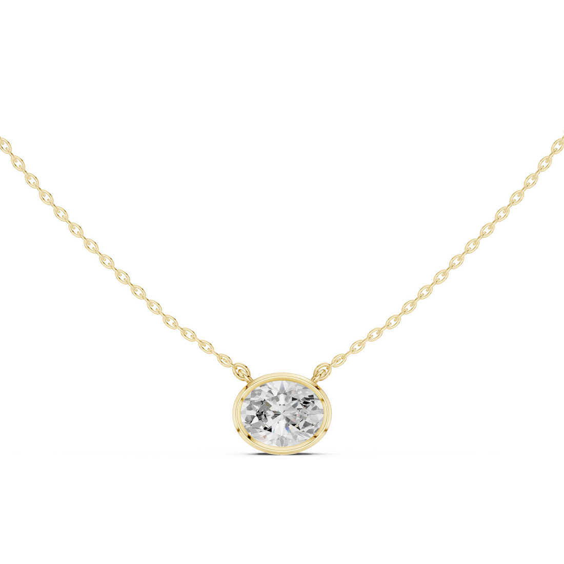 Gold Luminous Round Embrace Chain Necklace Right View