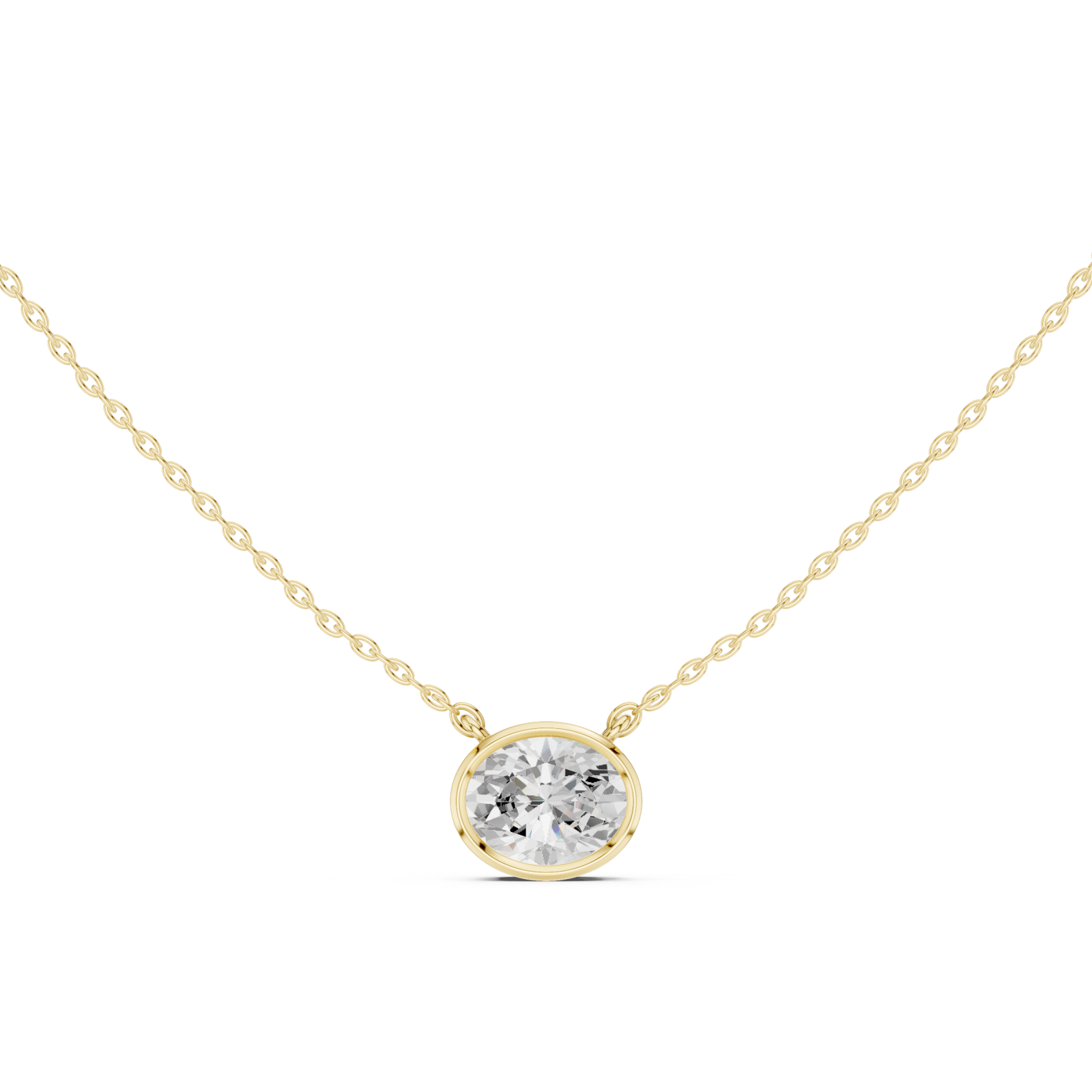 Gold Luminous Round Embrace Chain Necklace Front View