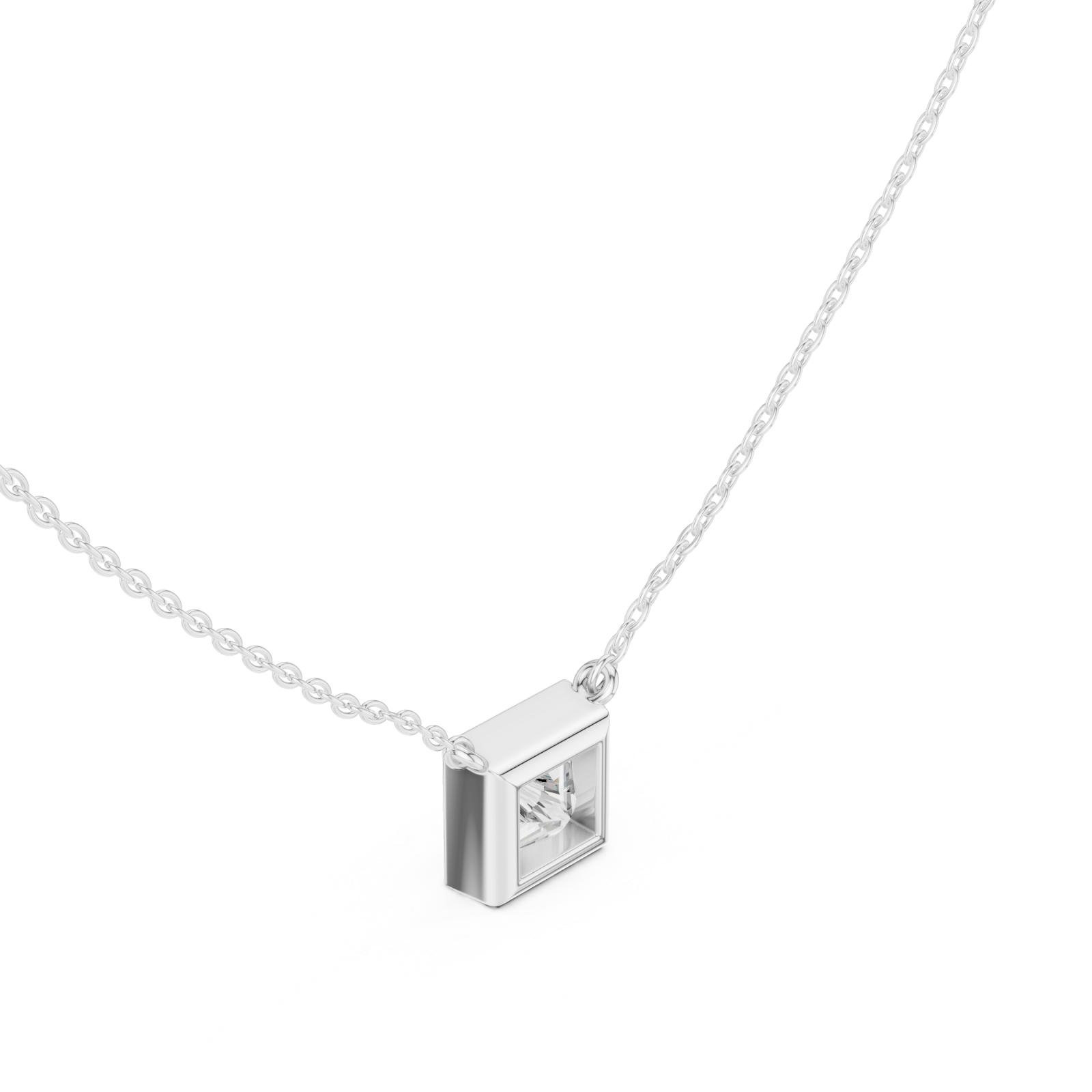  White Gold Evening Sable Geometric Pendant Right View