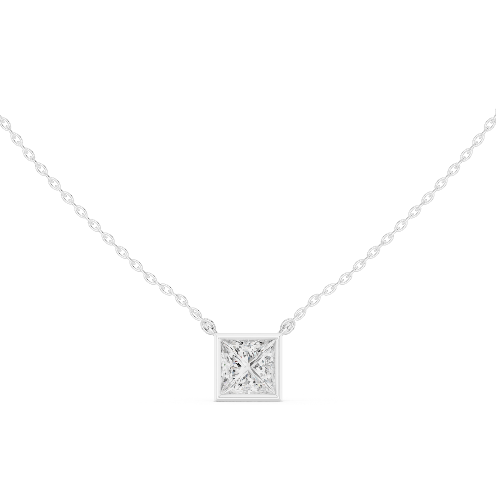  White Gold Evening Sable Geometric Pendant Front View
