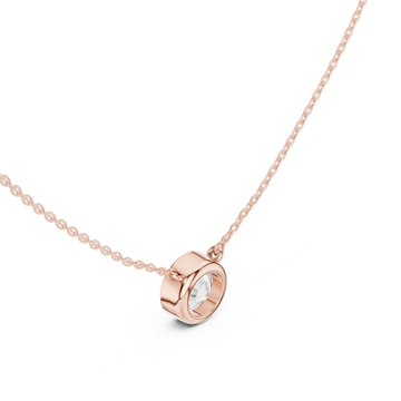  Rose Gold Petite Solitaire Halo Charm Necklace Right View