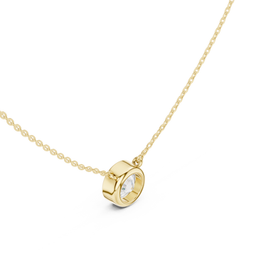 Gold Petite Solitaire Halo Charm Necklace Right View