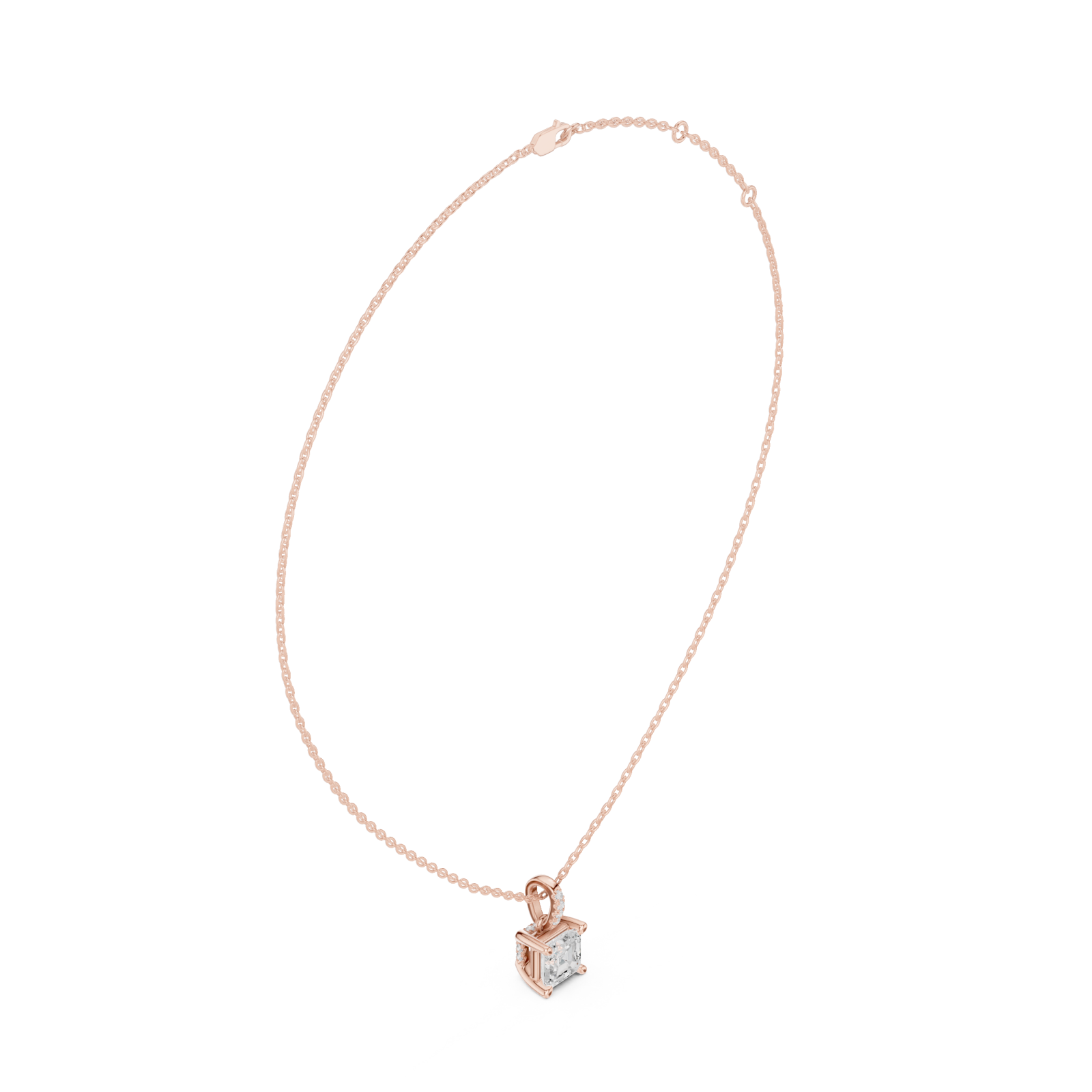  Rose Gold Gleaming Twin Pillars Pendant Left View