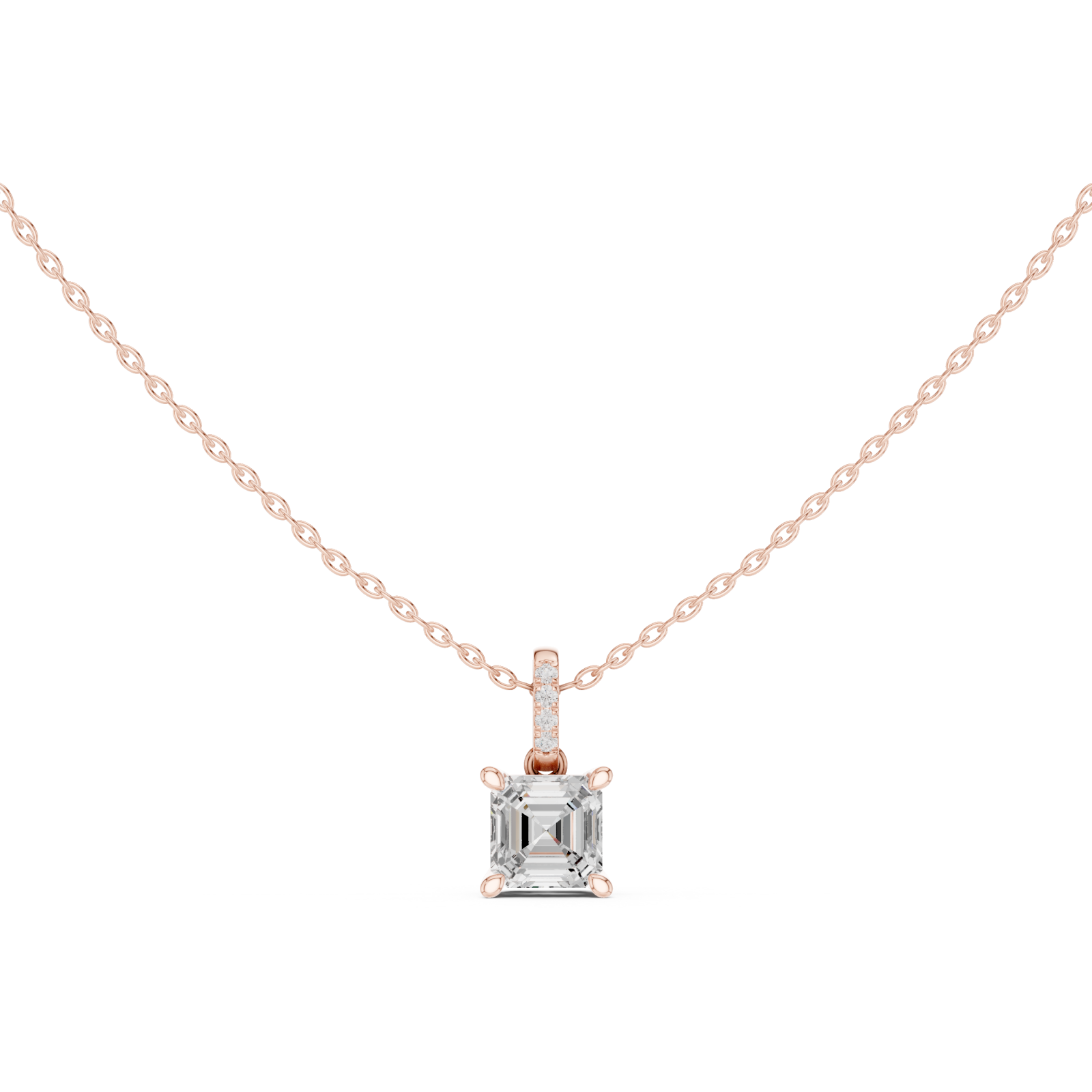  Rose Gold Gleaming Twin Pillars Pendant Front View