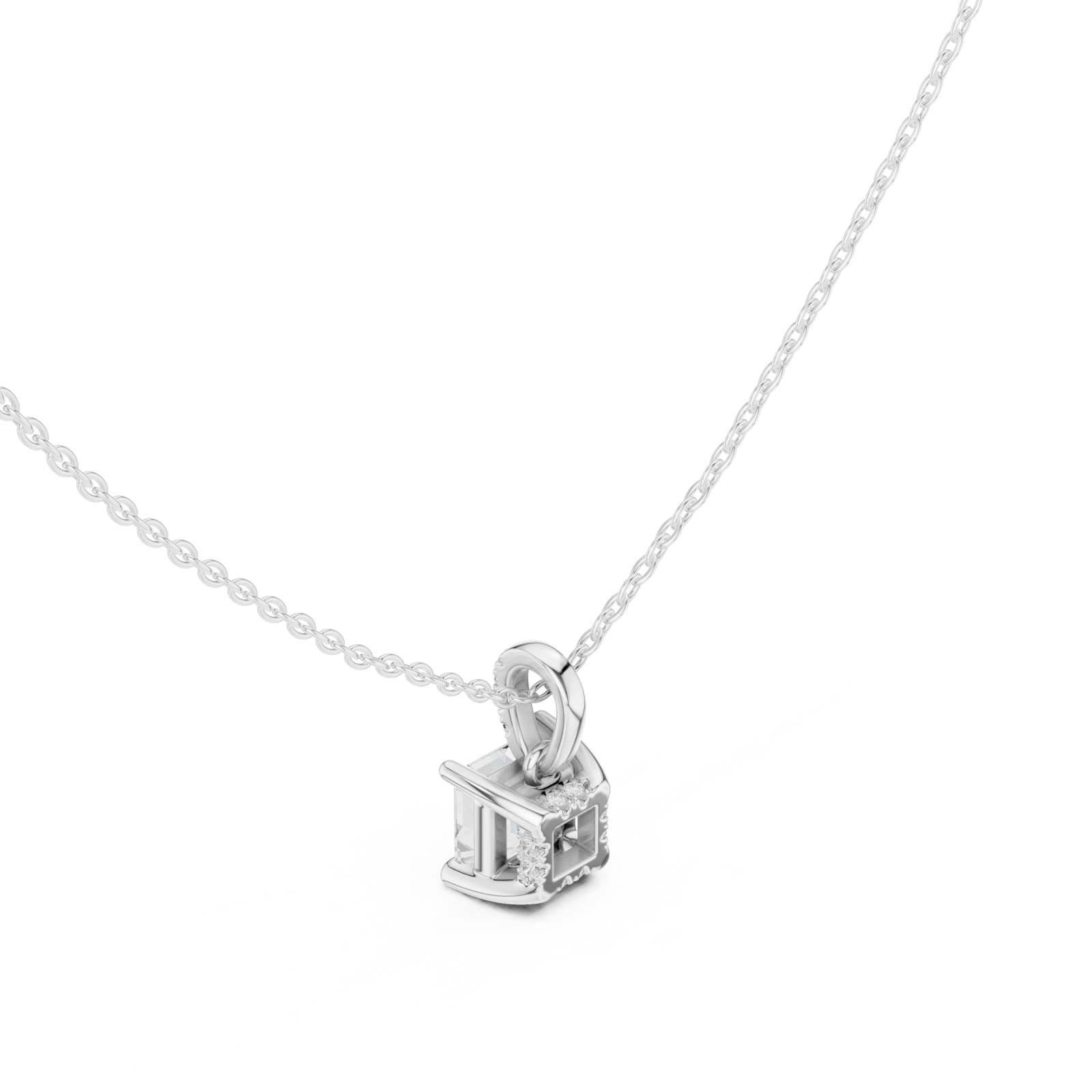  White Gold Gleaming Twin Pillars Pendant Right View