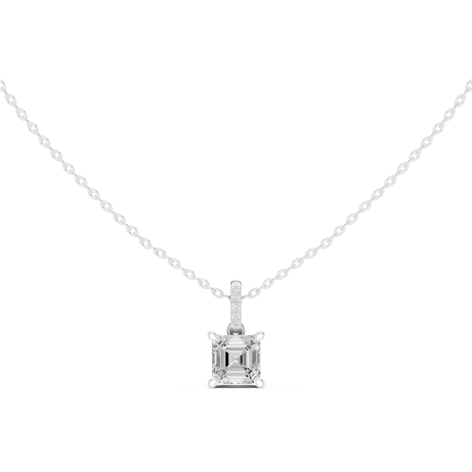  White Gold Gleaming Twin Pillars Pendant Front View