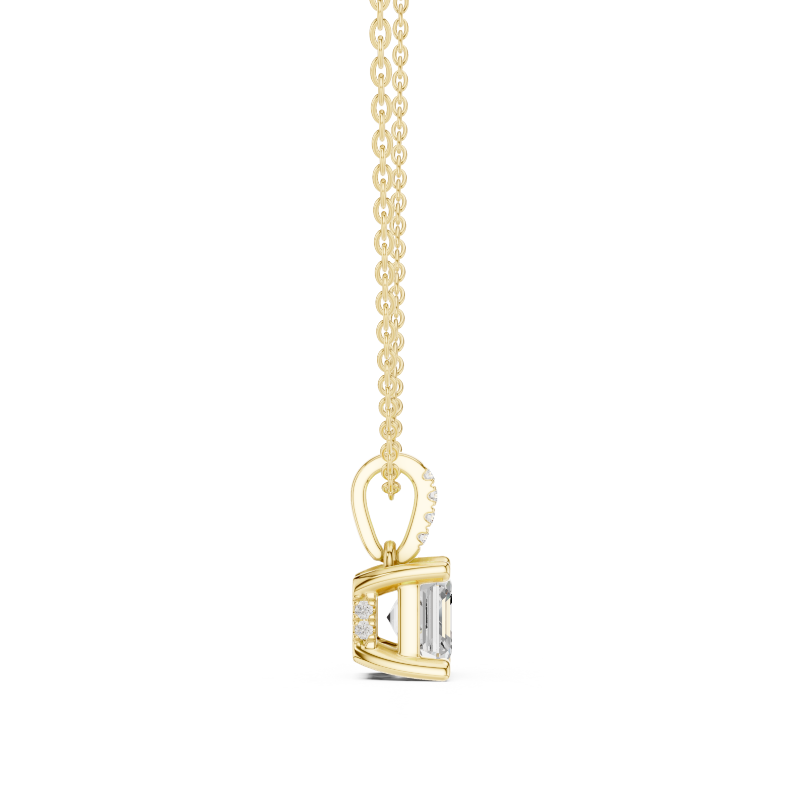  Gold Gleaming Twin Pillars Pendant Side View