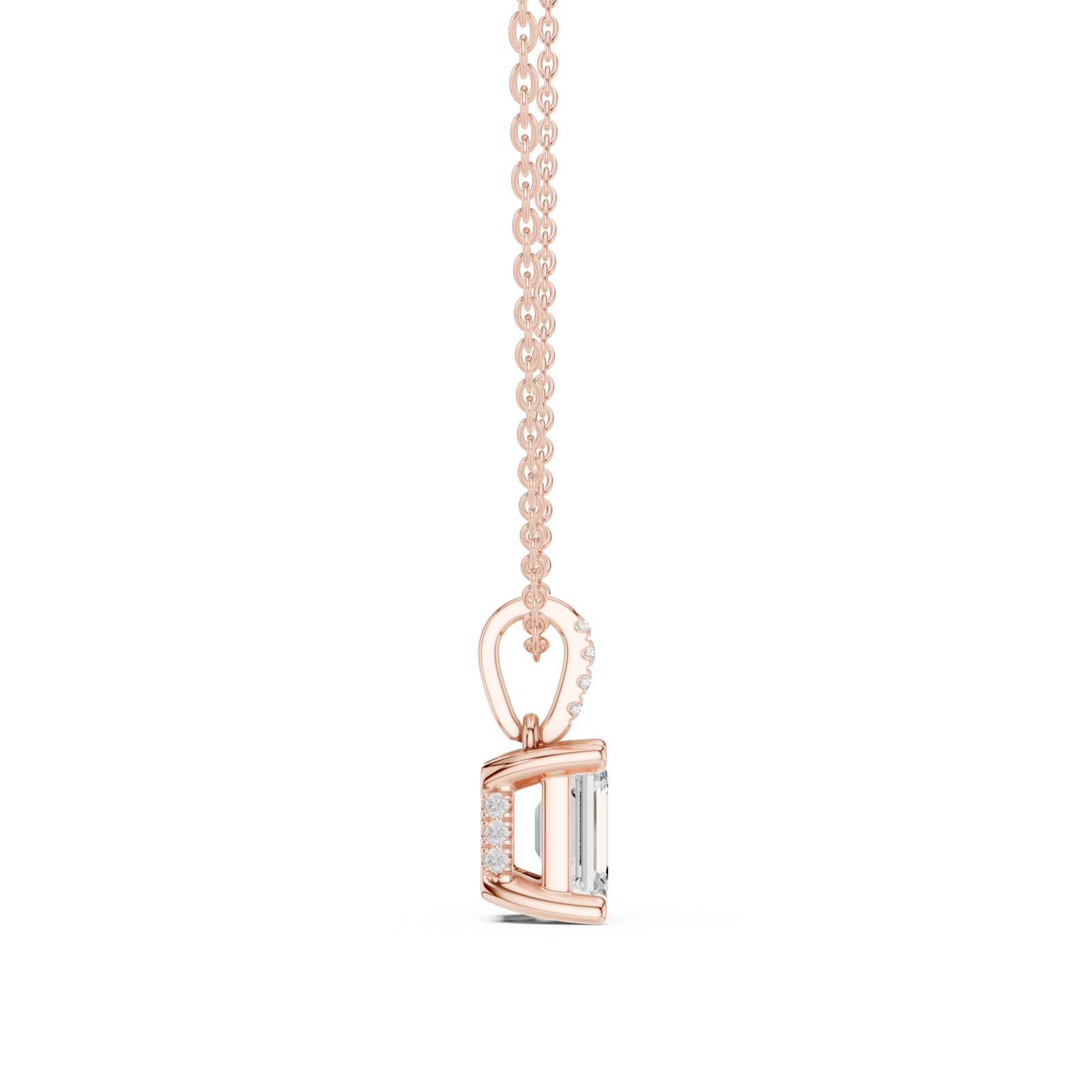  Rose Gold Elegant Initial Charm Pendant Side View