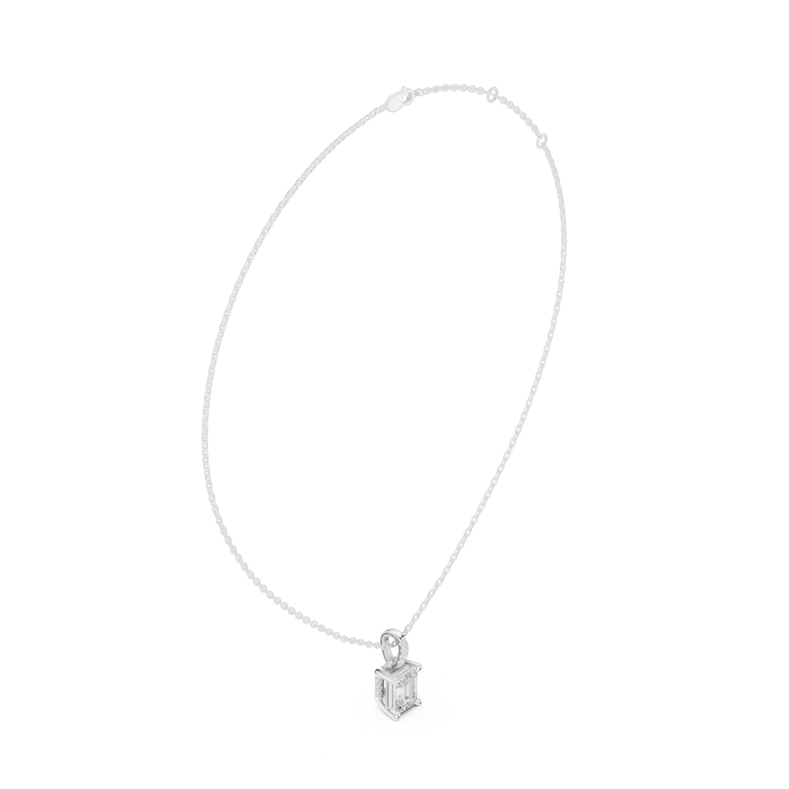  White Gold Elegant Initial Charm Pendant Left View