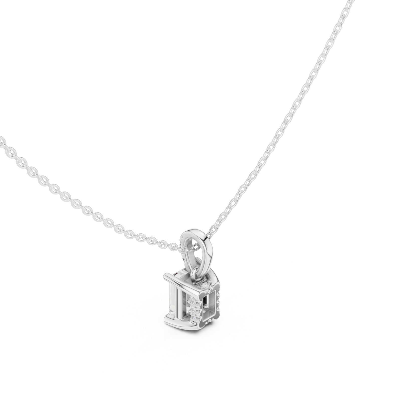  White Gold Elegant Initial Charm Pendant Right View