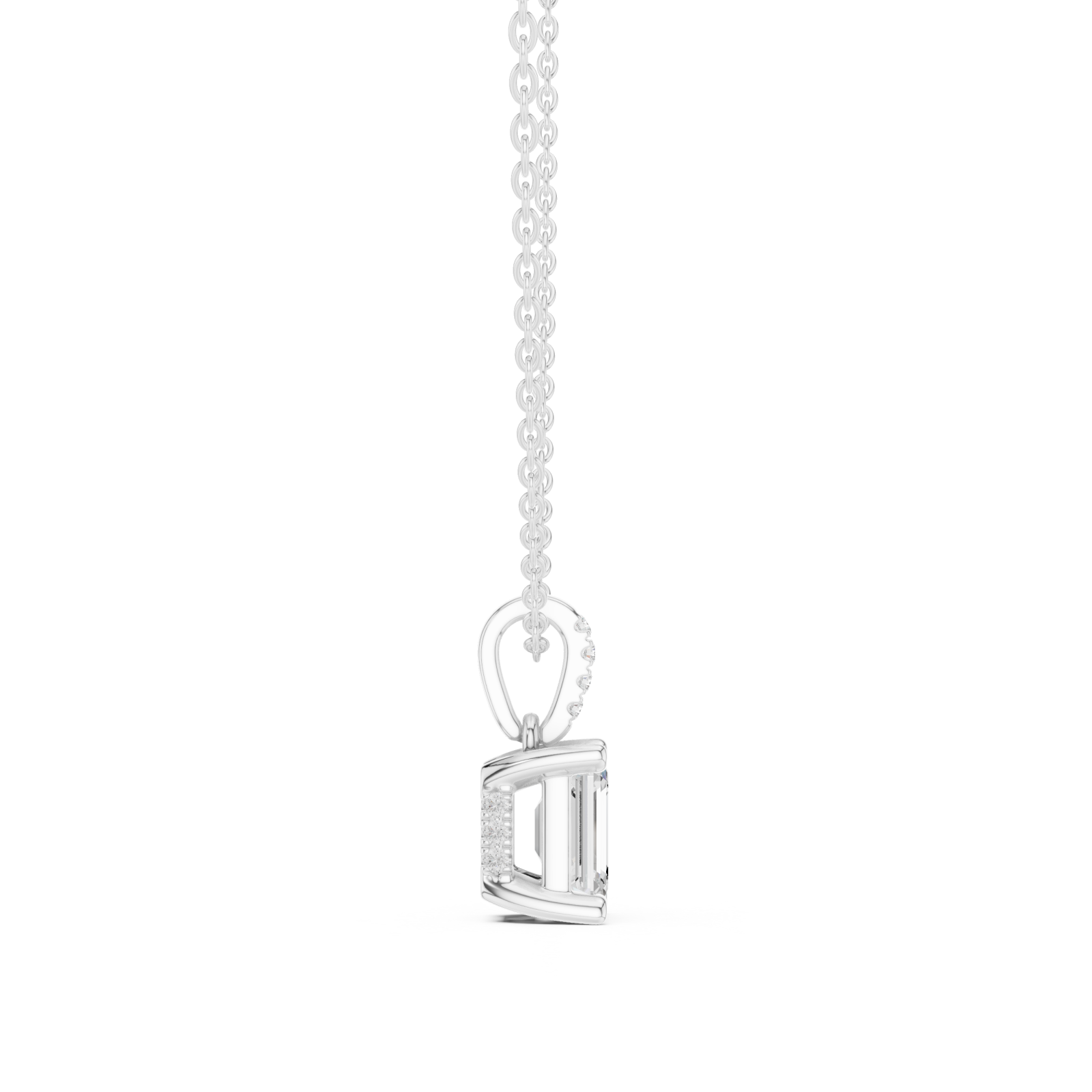  White Gold Elegant Initial Charm Pendant Side View