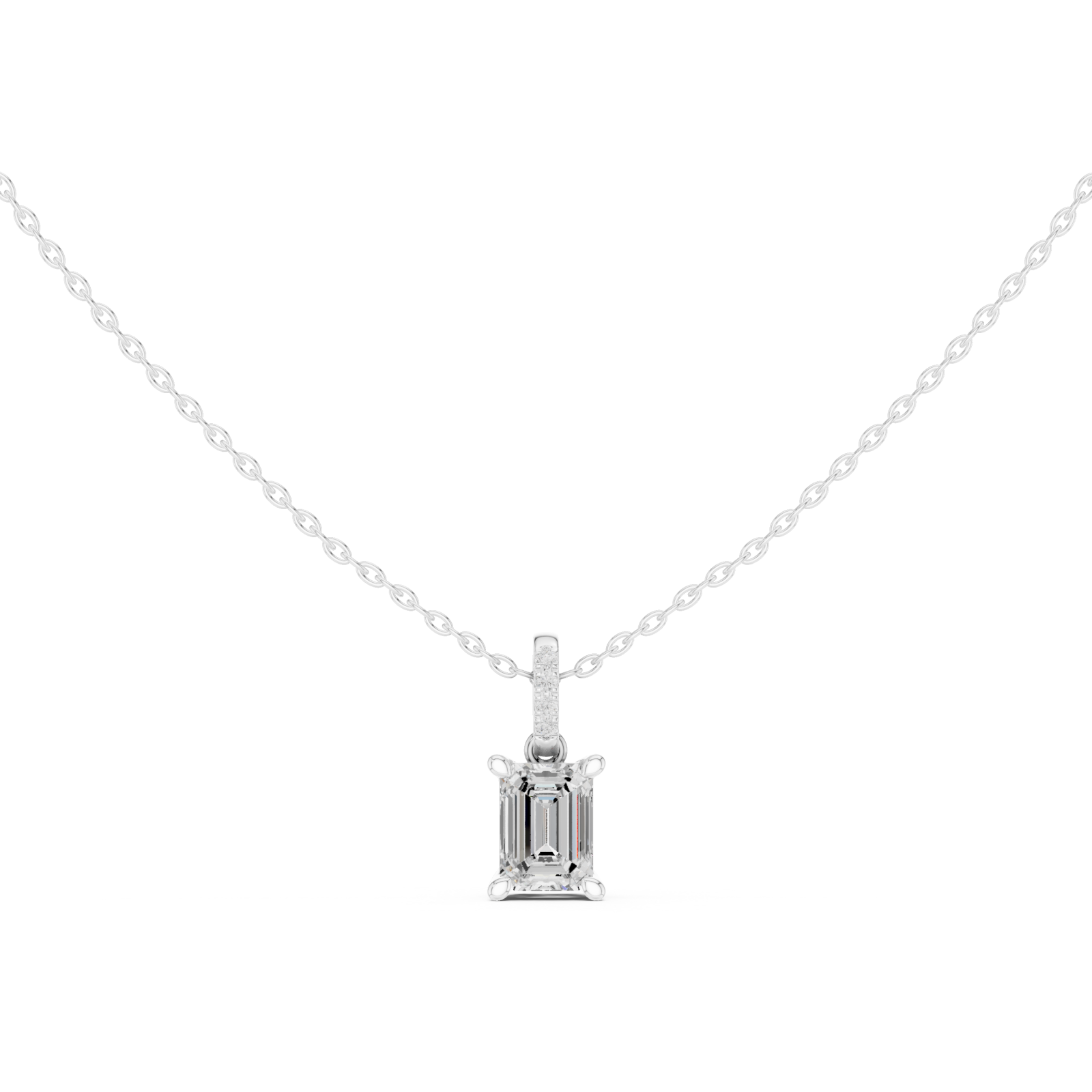  White Gold Elegant Initial Charm Pendant Front View