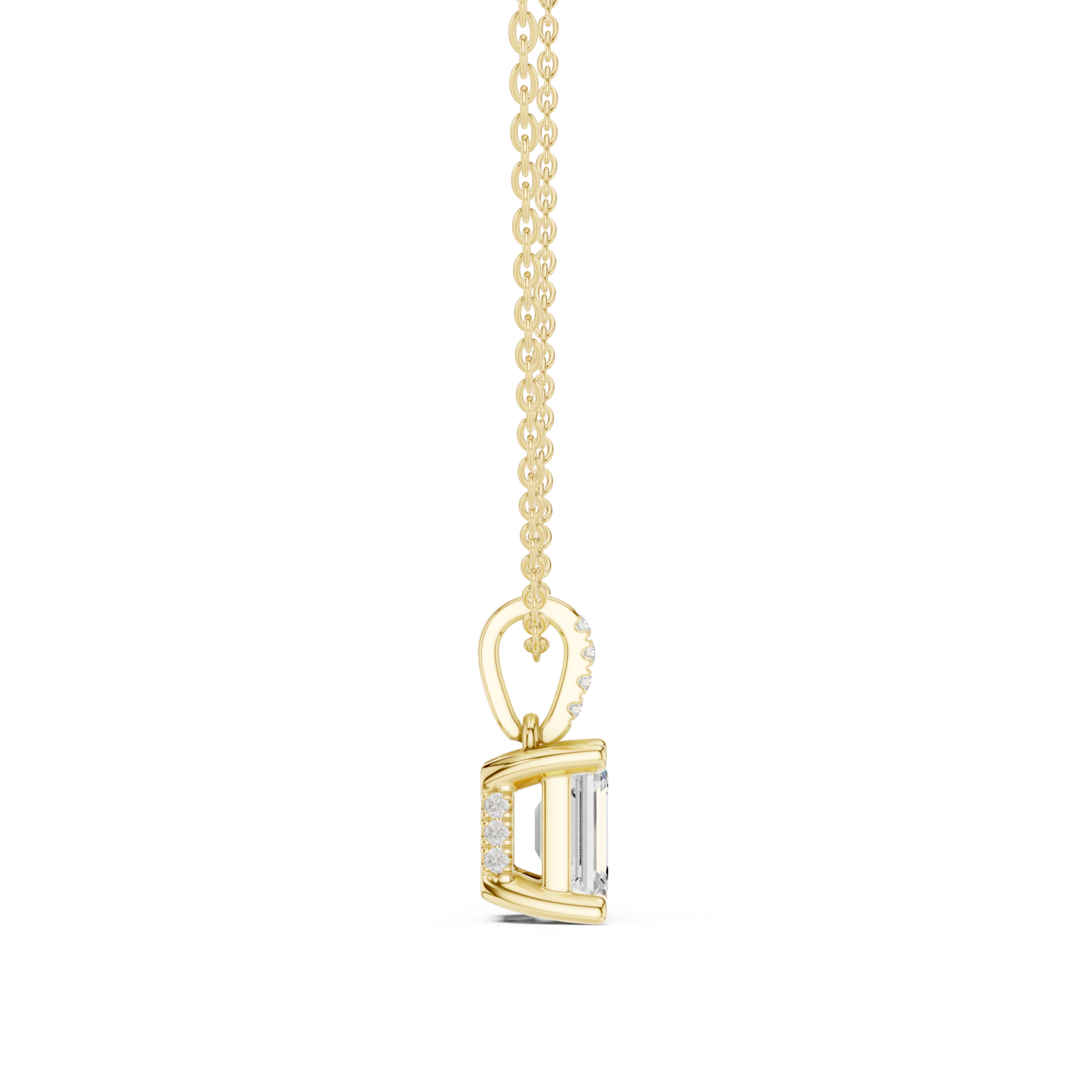  Gold Elegant Initial Charm Pendant Side View