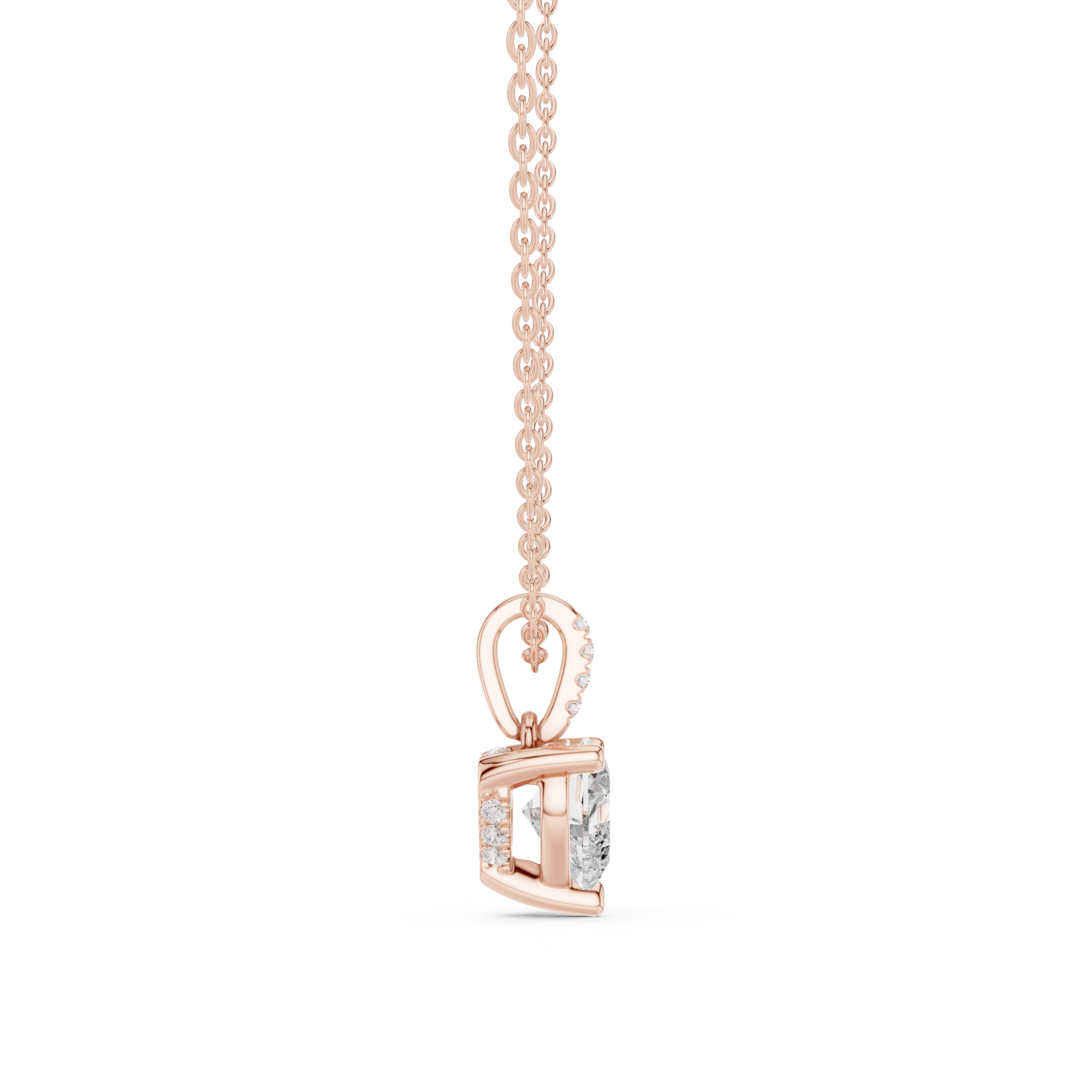  Rose Gold Radiant Embrace Knot Pendant Side View