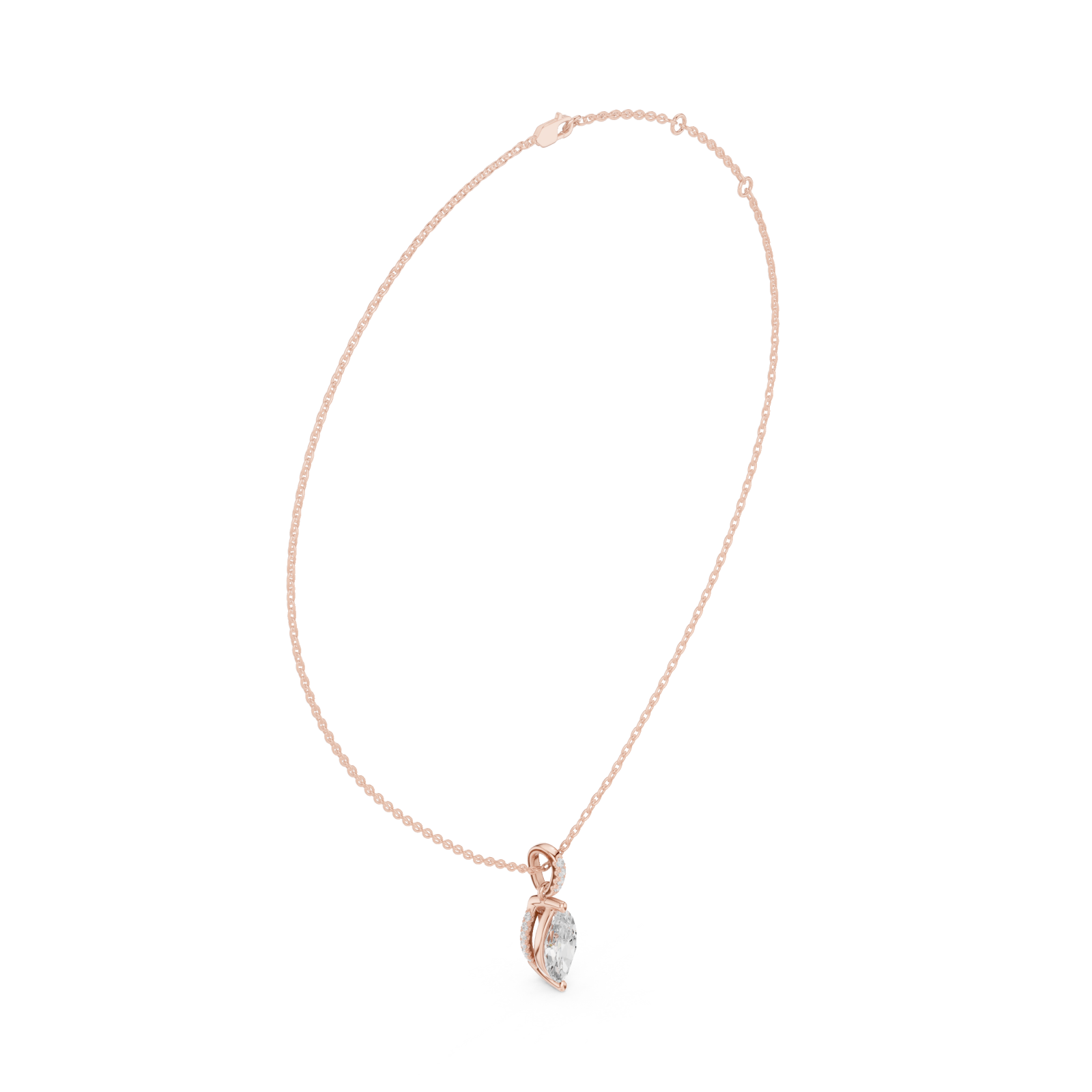  Rose Gold Radiant Ribbon Elegance Pendant Left View