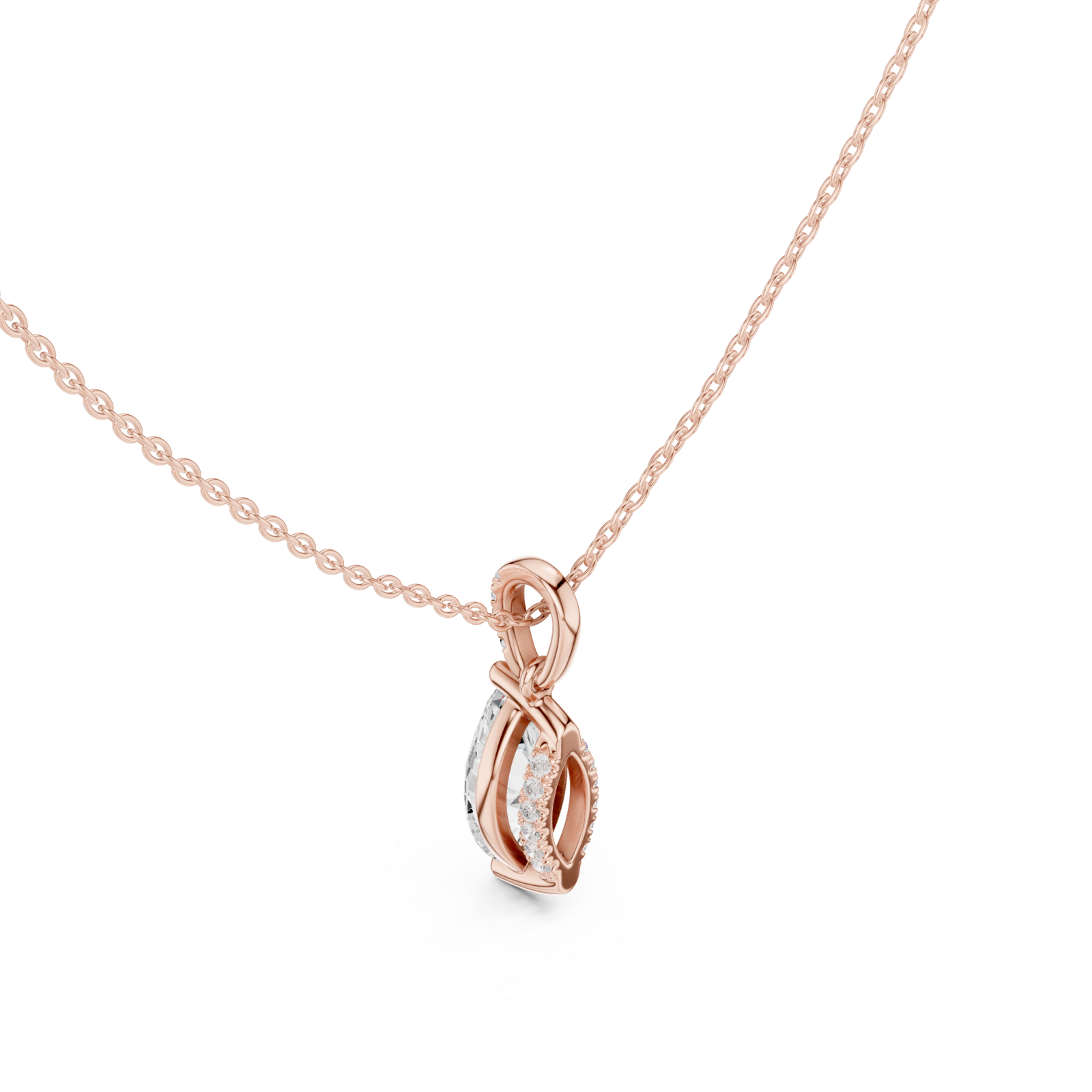  Rose Gold Radiant Ribbon Elegance Pendant Right View