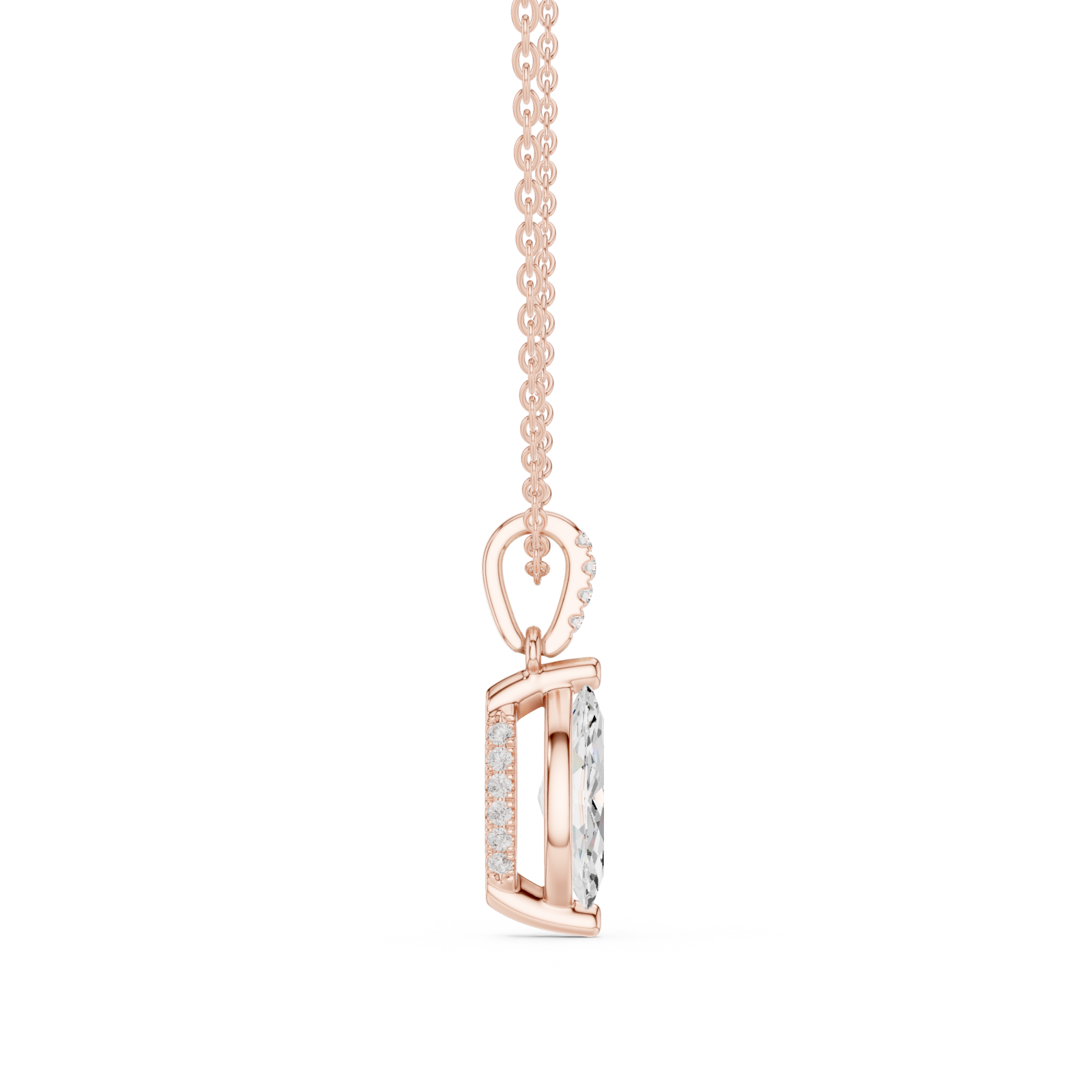  Rose Gold Radiant Ribbon Elegance Pendant Side View