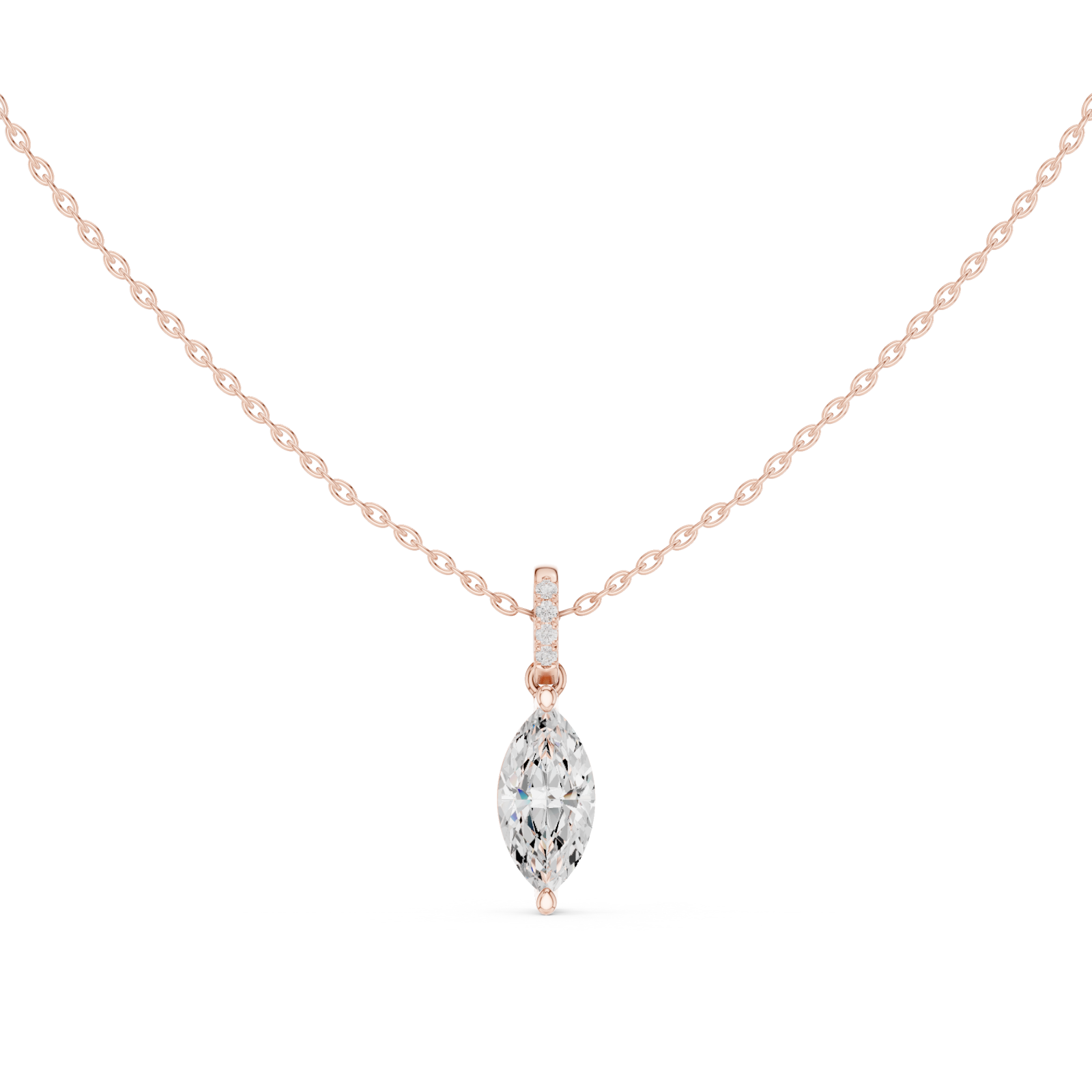  Rose Gold Radiant Ribbon Elegance Pendant Front View