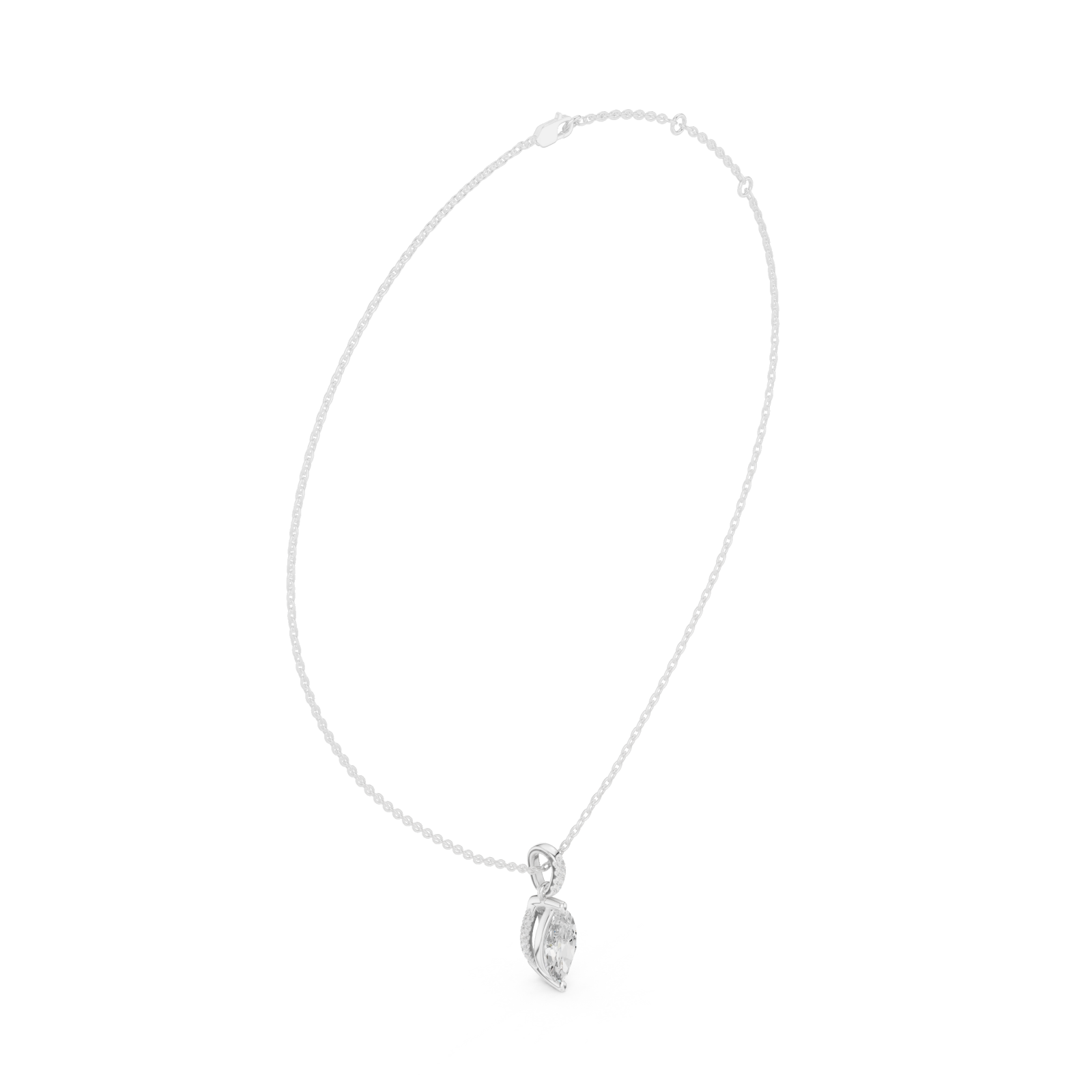  White Gold Radiant Ribbon Elegance Pendant Left View