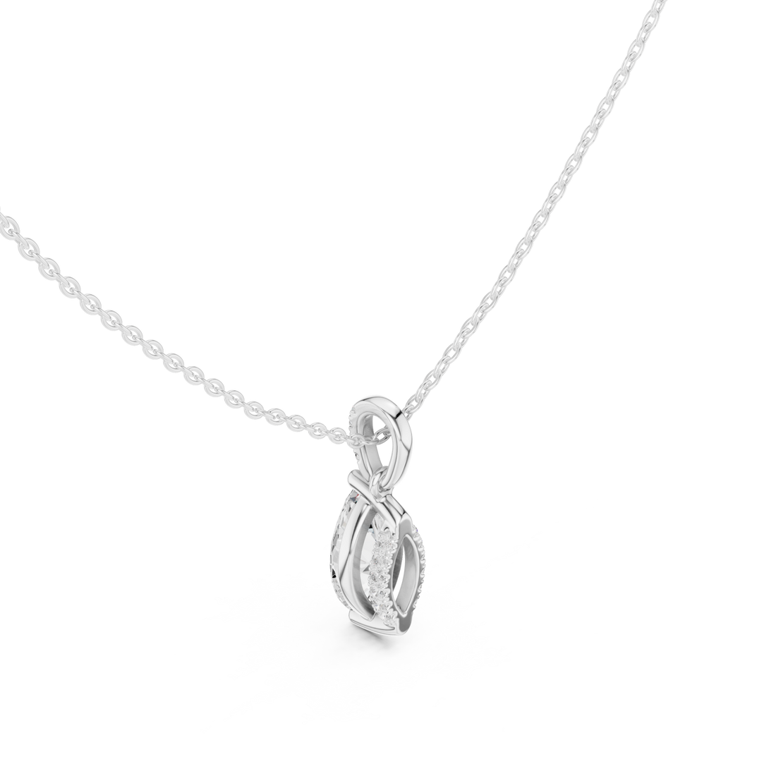  White Gold Radiant Ribbon Elegance Pendant Right View