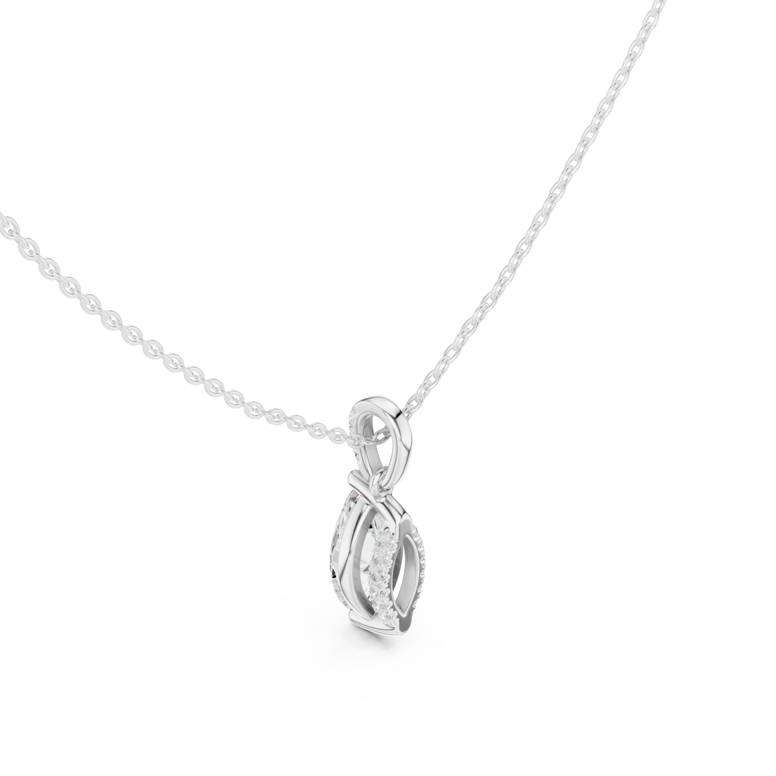  White Gold Radiant Ribbon Elegance Pendant Right View