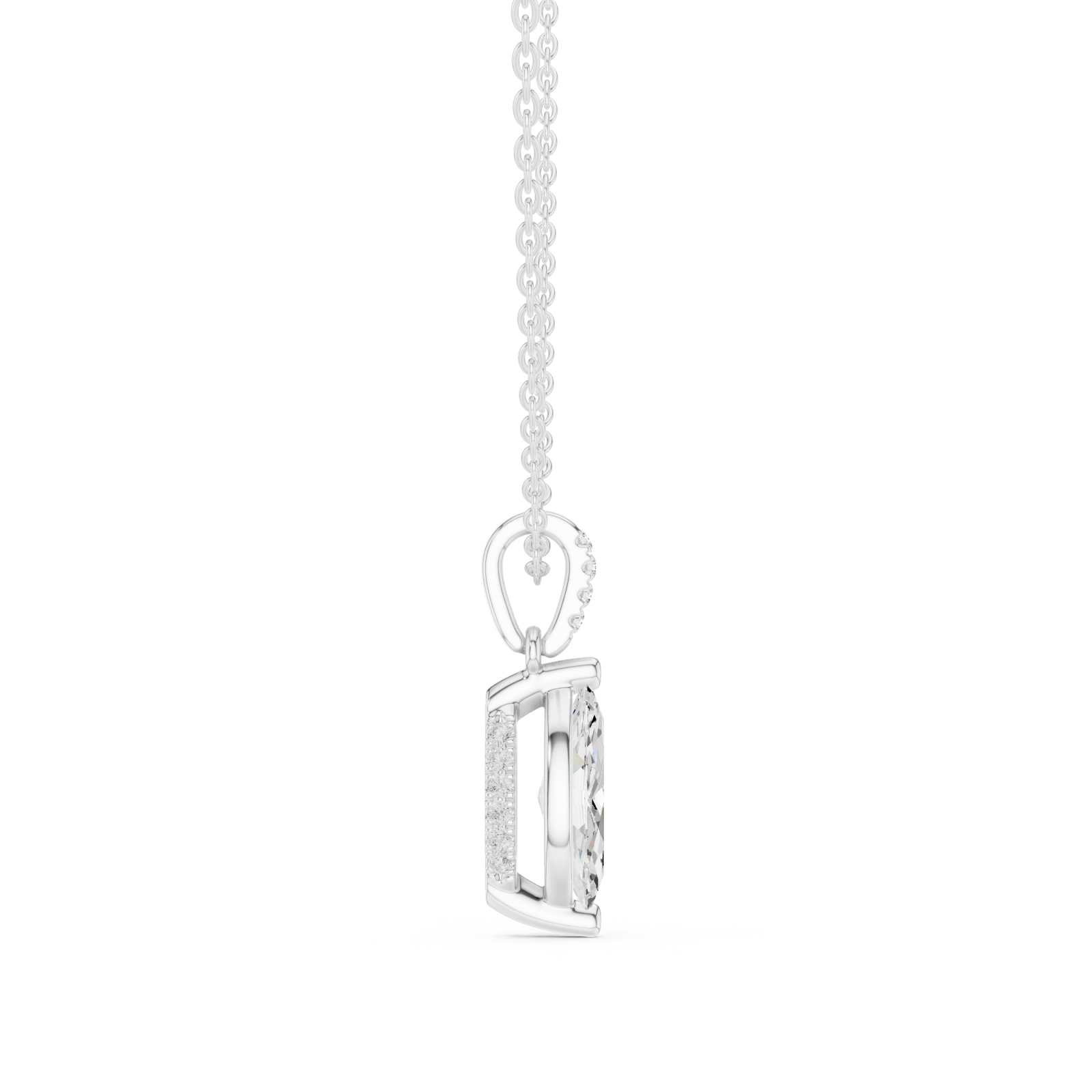  White Gold Radiant Ribbon Elegance Pendant Side View