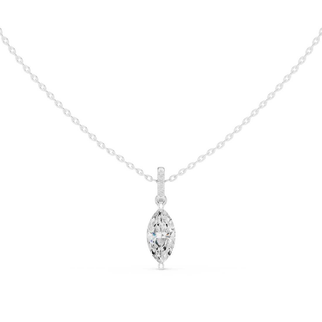  White Gold Radiant Ribbon Elegance Pendant Right View