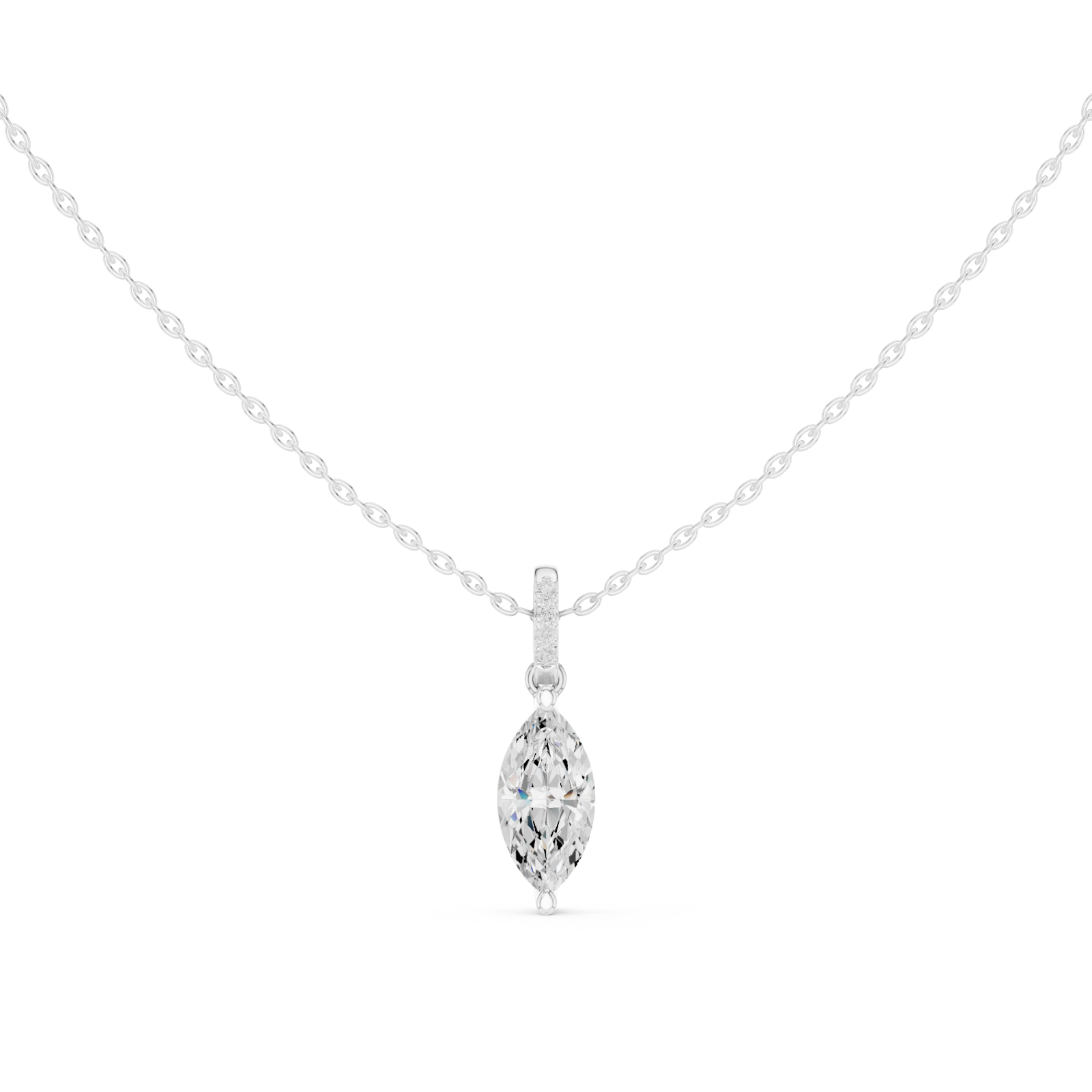  White Gold Radiant Ribbon Elegance Pendant Front View