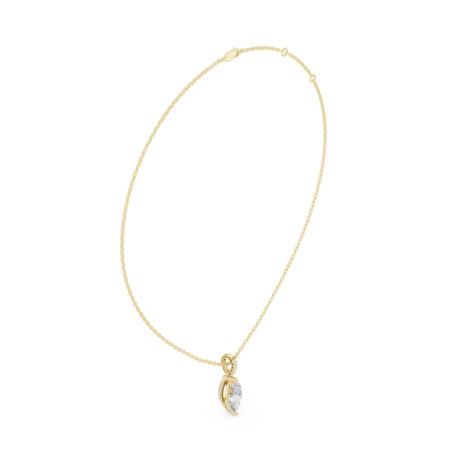  Gold Radiant Ribbon Elegance Pendant Left View
