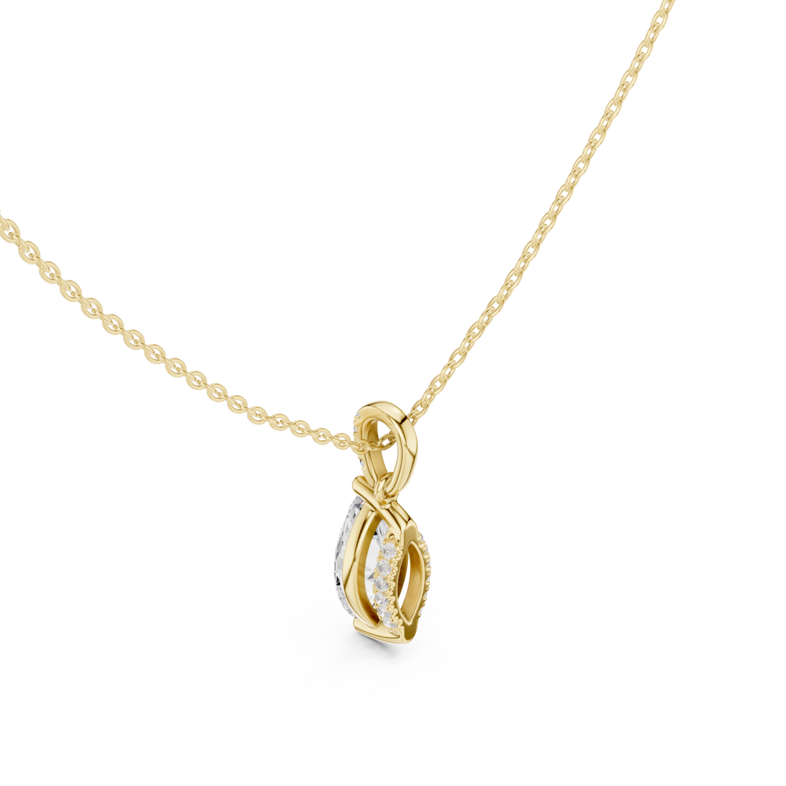 Gold Radiant Ribbon Elegance Pendant Right View