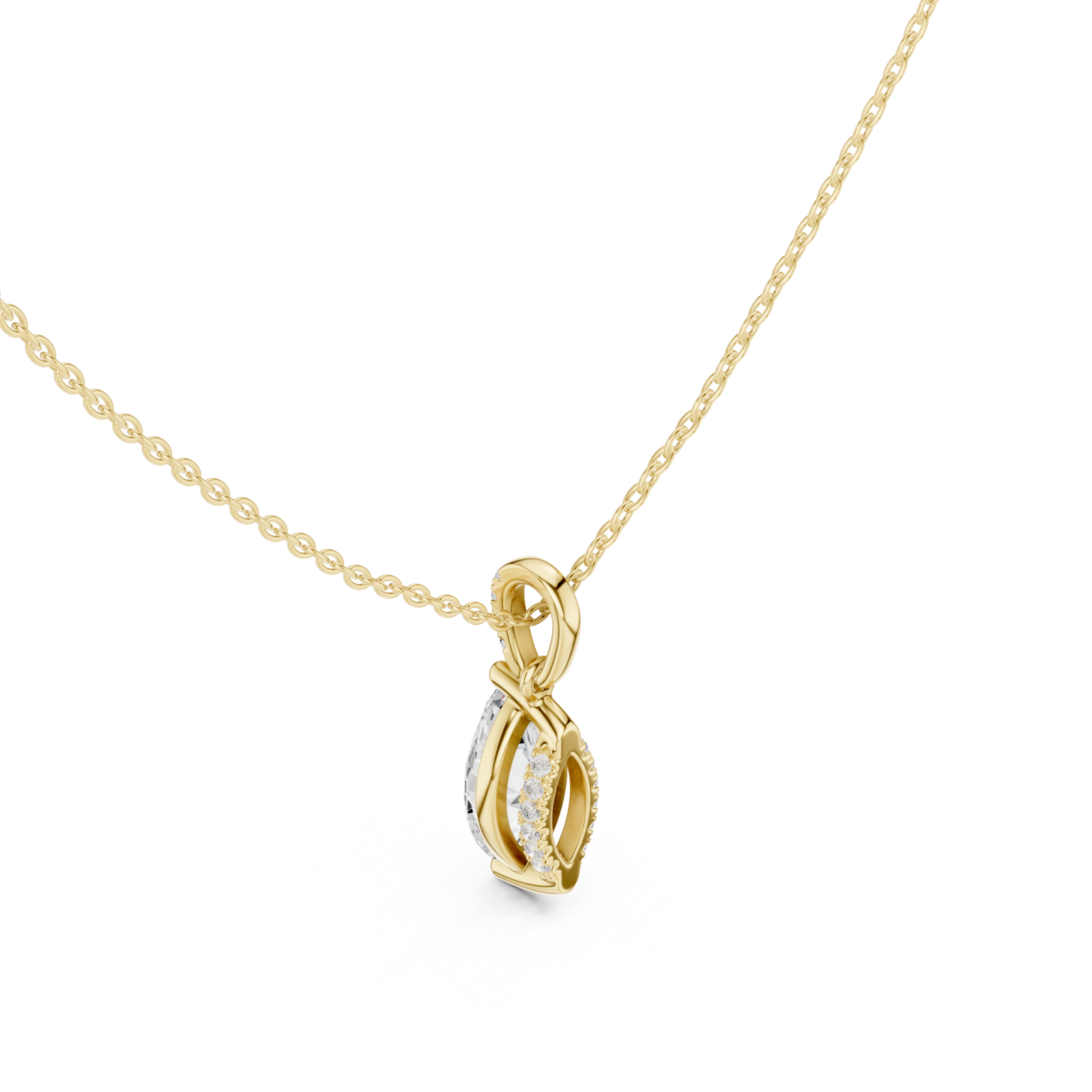 Gold Radiant Ribbon Elegance Pendant Right View