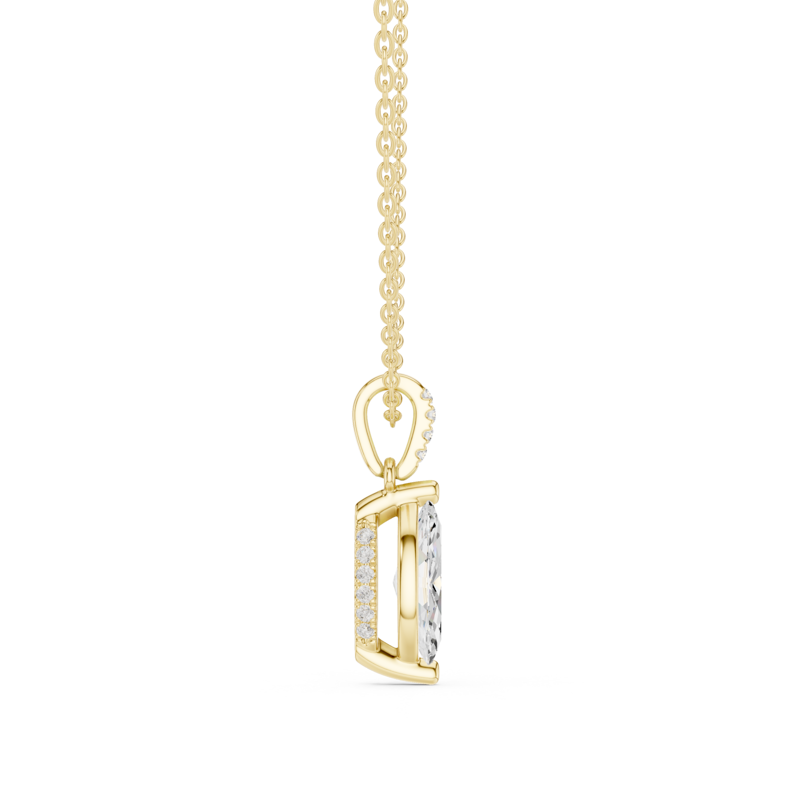  Gold Radiant Ribbon Elegance Pendant Side View
