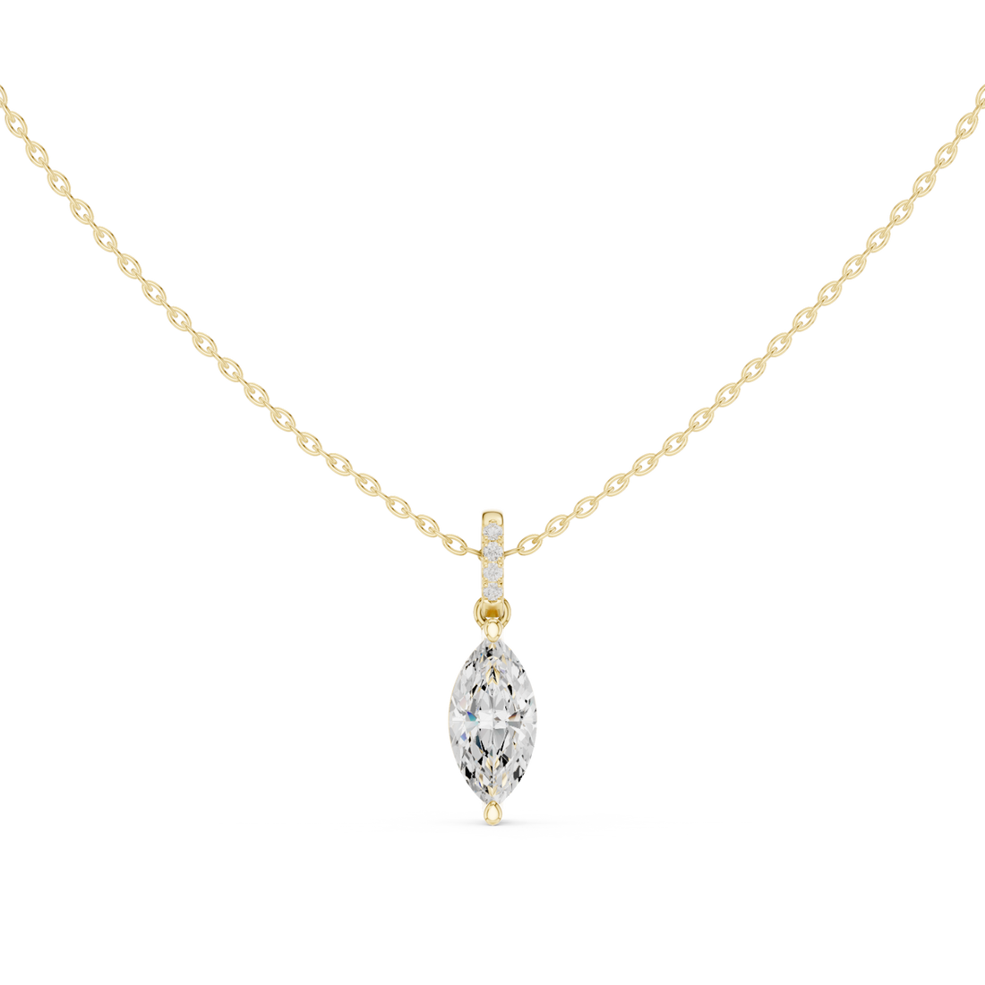 Gold Radiant Ribbon Elegance Pendant Right View