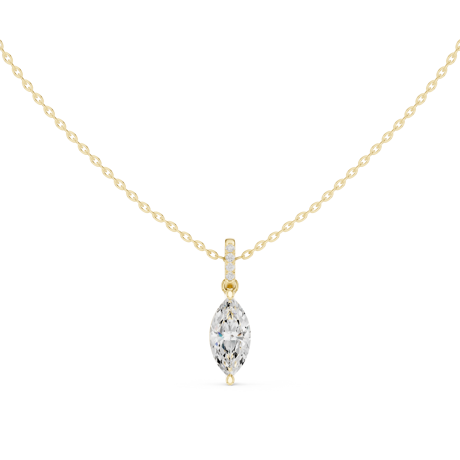  Gold Radiant Ribbon Elegance Pendant Front View