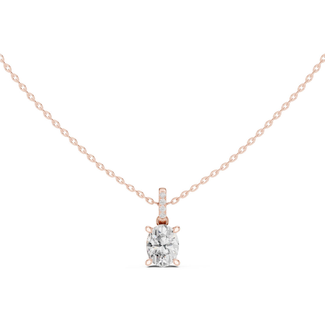  Rose Gold Golden Ribbon Charm Necklace Right View