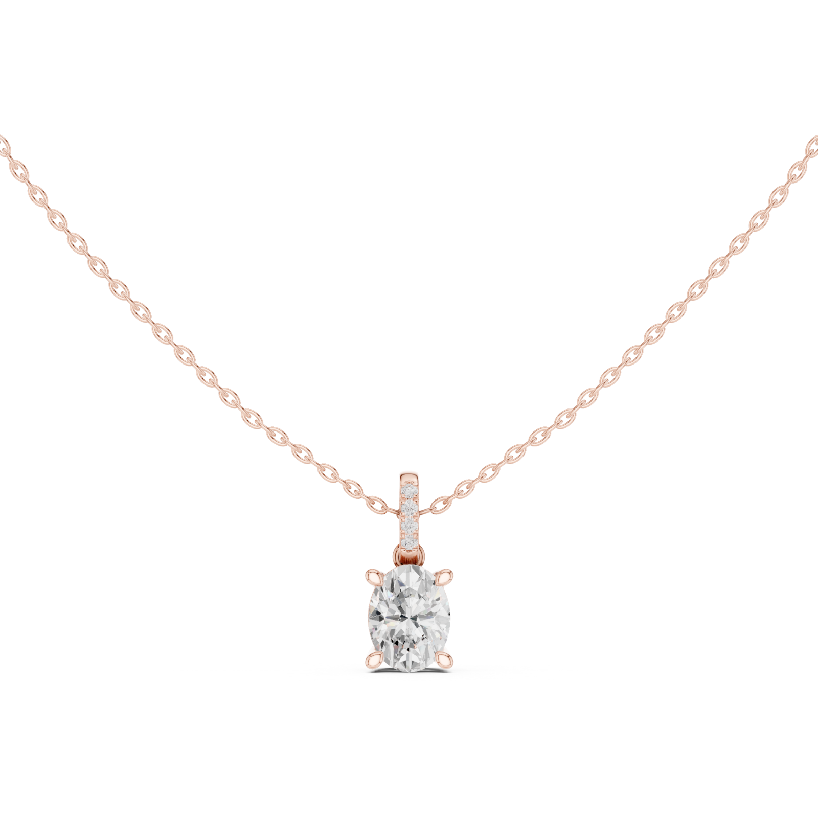  Rose Gold Golden Ribbon Charm Necklace Front View