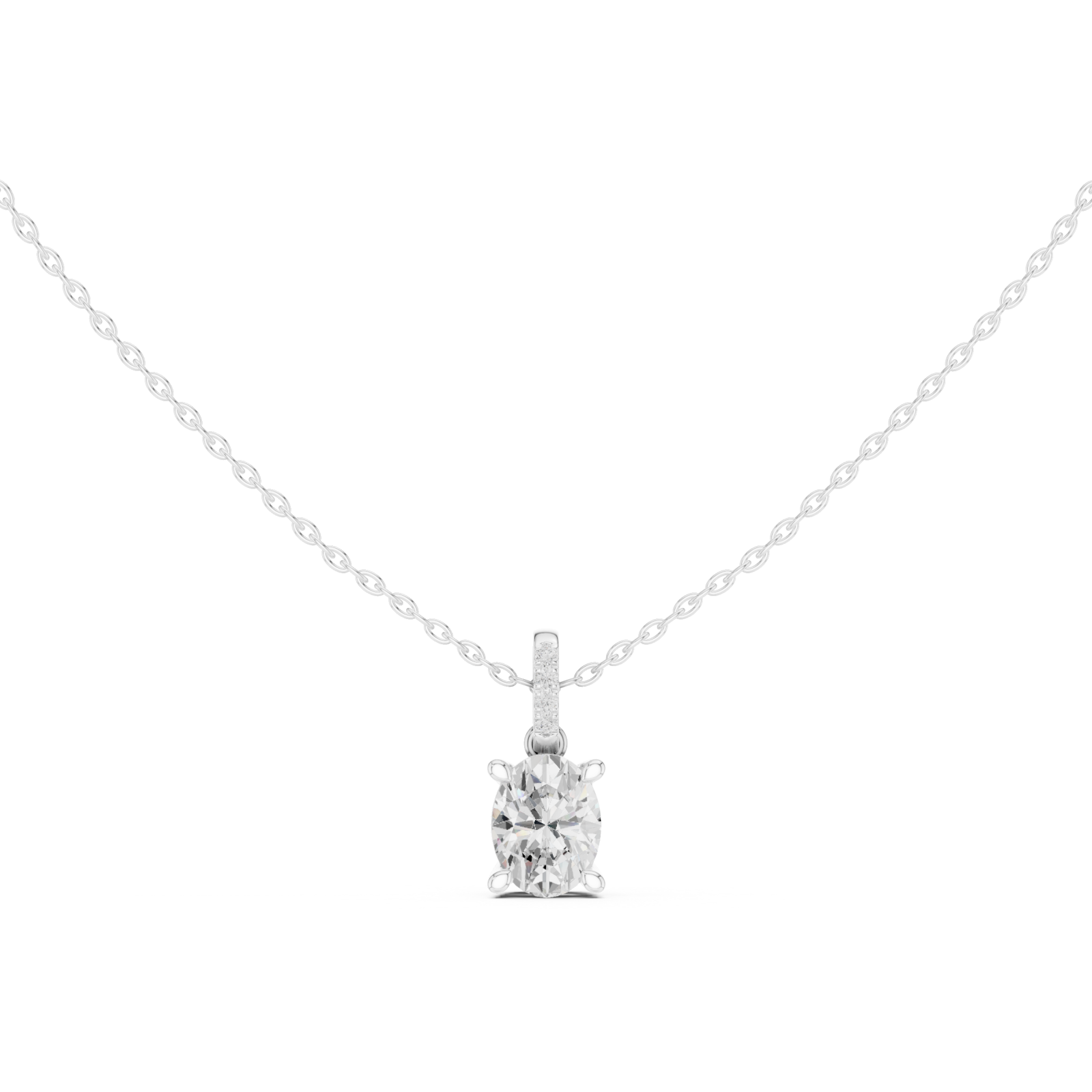  White Gold Golden Ribbon Charm Necklace Front View