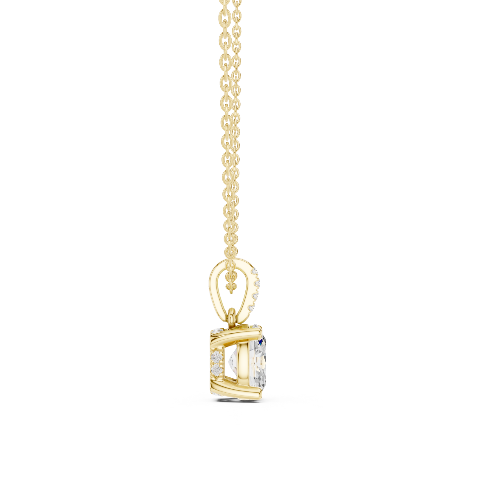  Gold Golden Ribbon Charm Necklace Side View