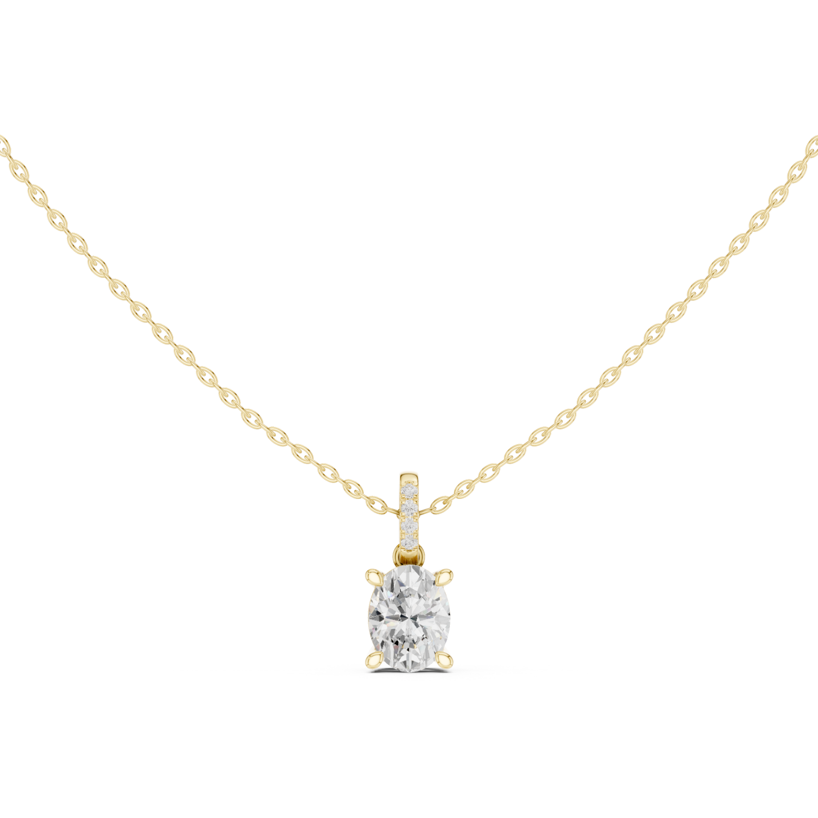  Gold Golden Ribbon Charm Necklace Front View