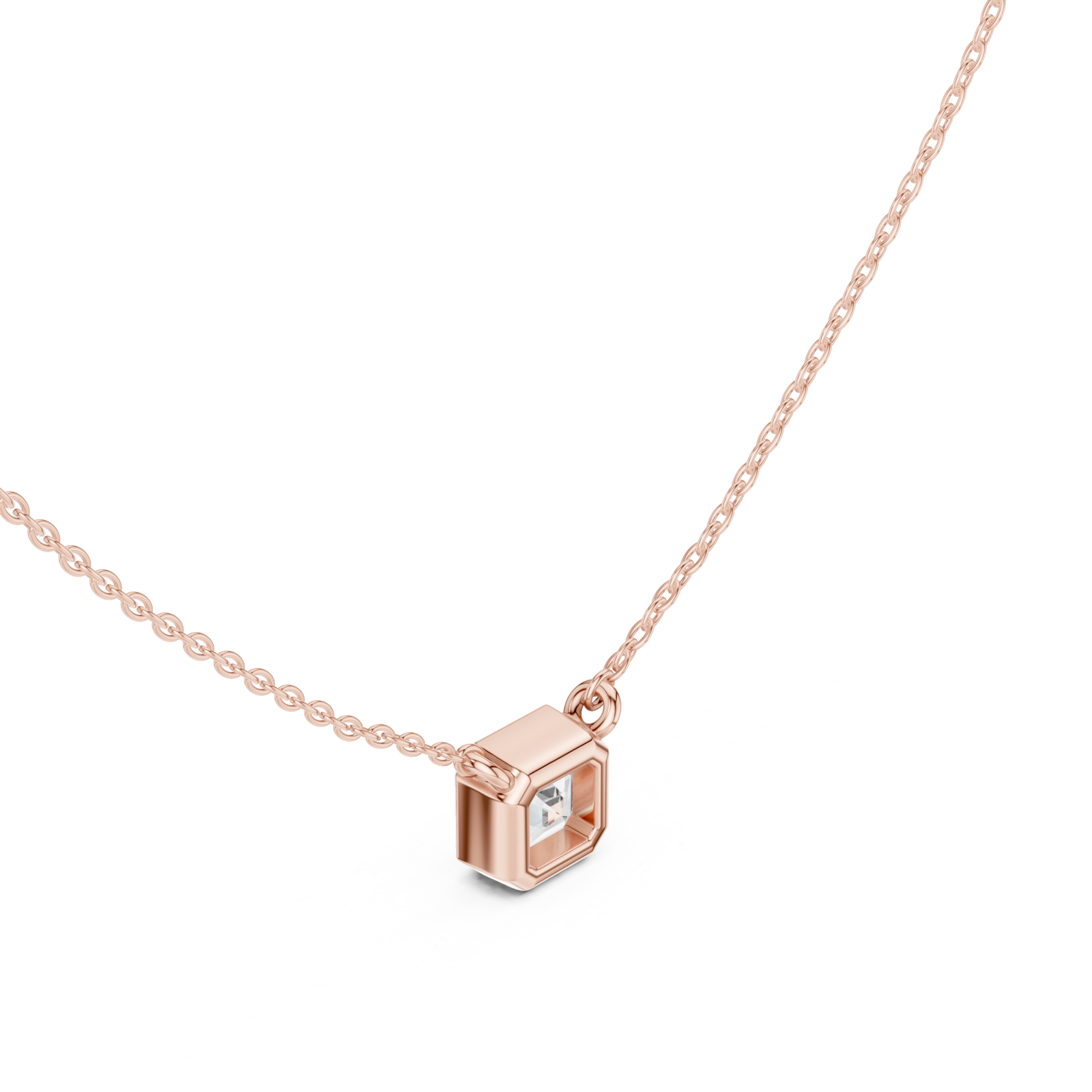  Rose Gold Lucent Charm Cube Pendant Right View