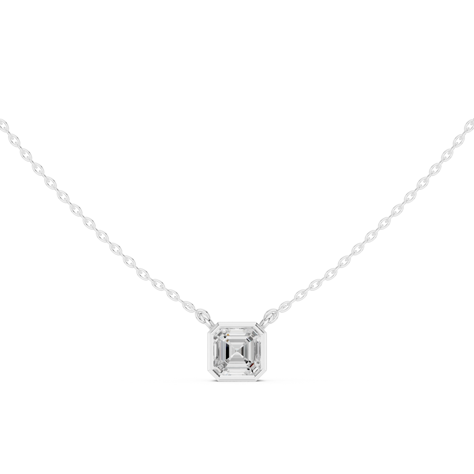  White Gold Lucent Charm Cube Pendant Front View