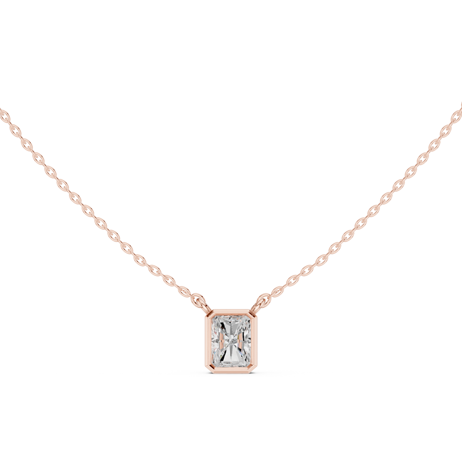  Rose Gold Refined Edge Box Pendant Front View