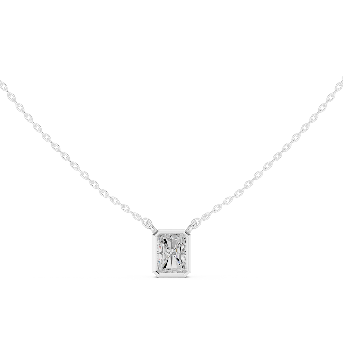  White Gold Refined Edge Box Pendant Right View